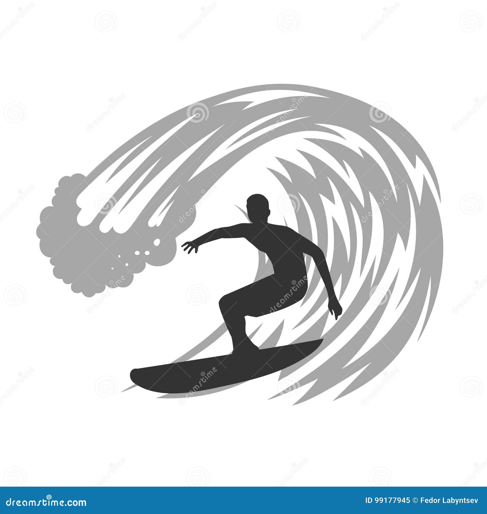 On the image presented Surfer on wave vector illustration.