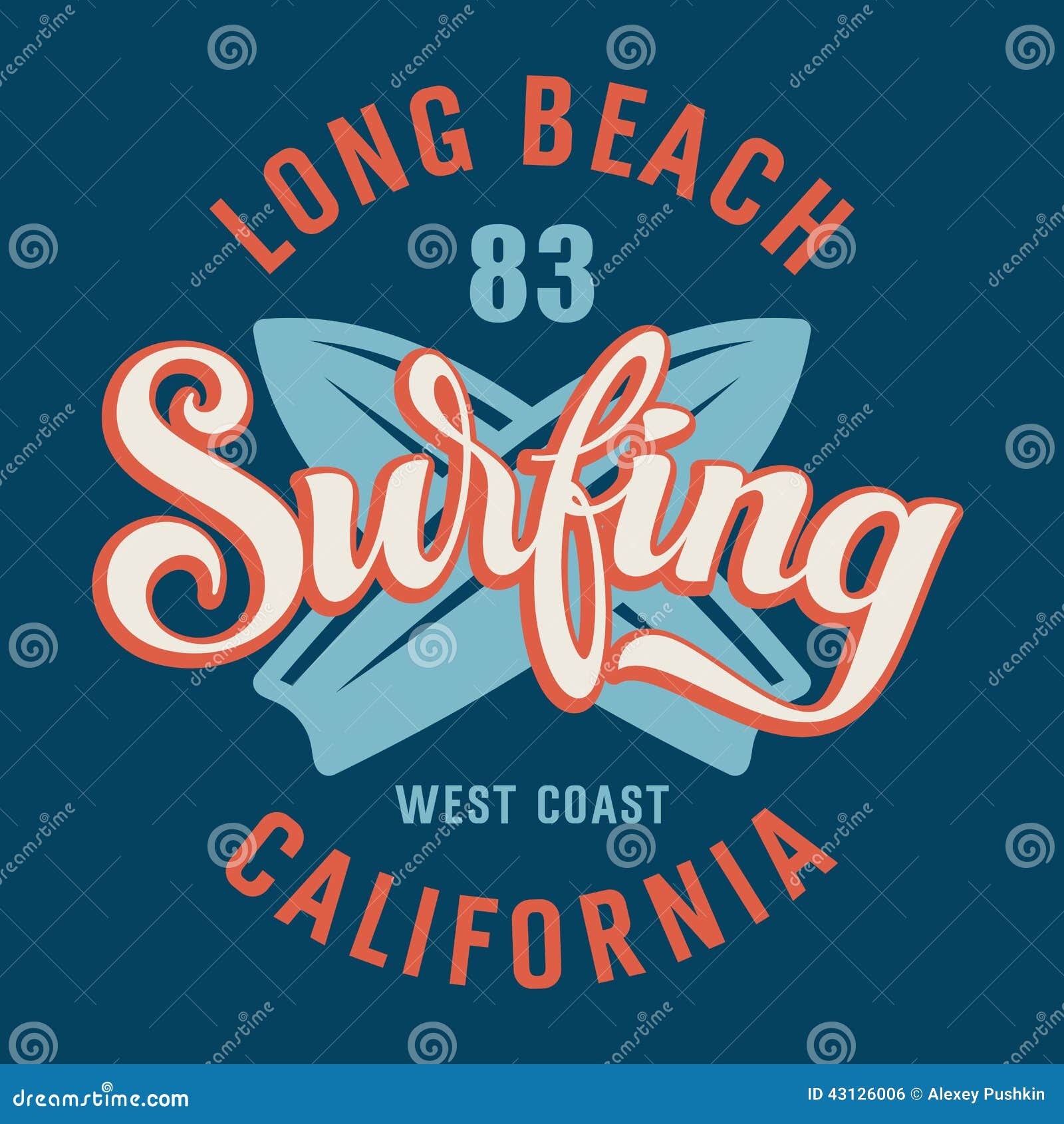 Surfing California stock vector. Illustration of tropical - 43126006