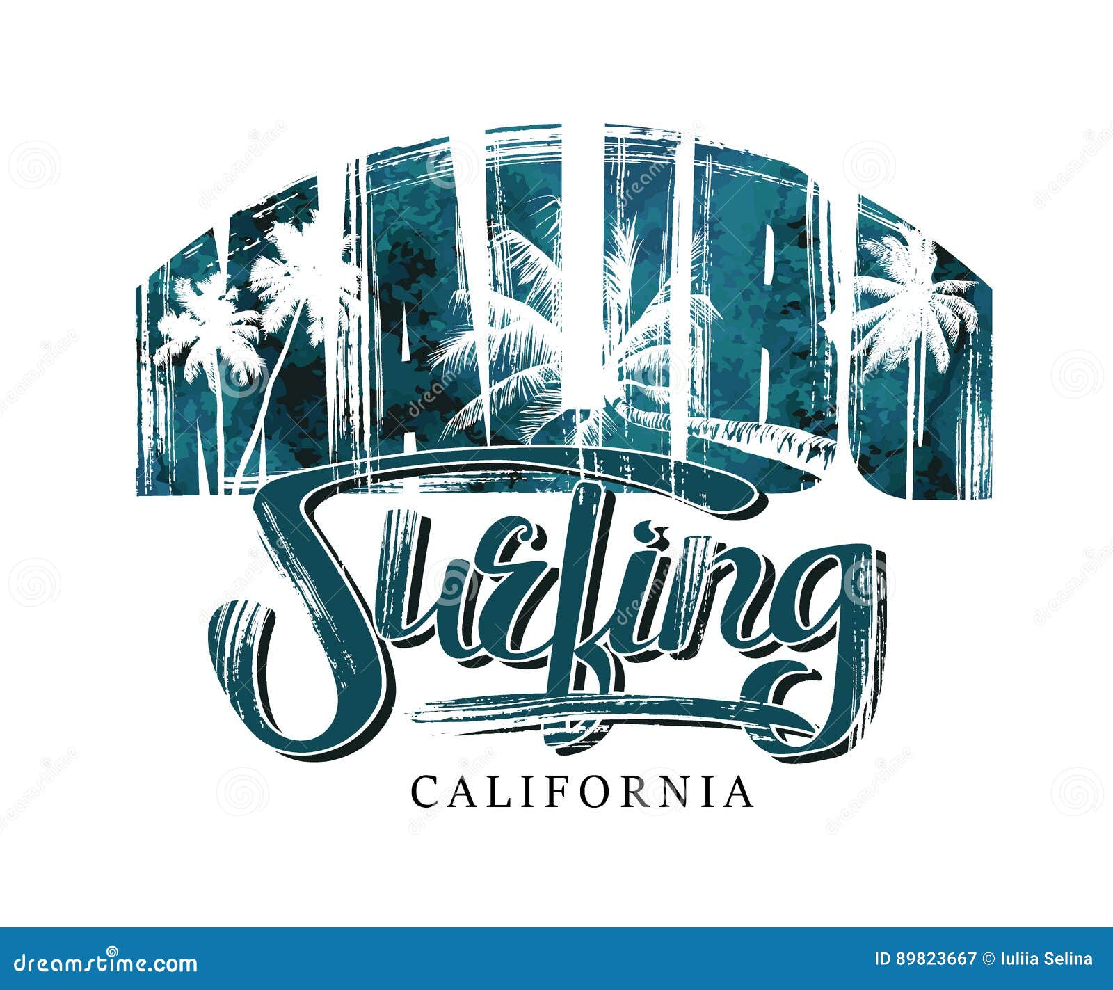 Surfing in California stock vector. Illustration of sport - 89823667