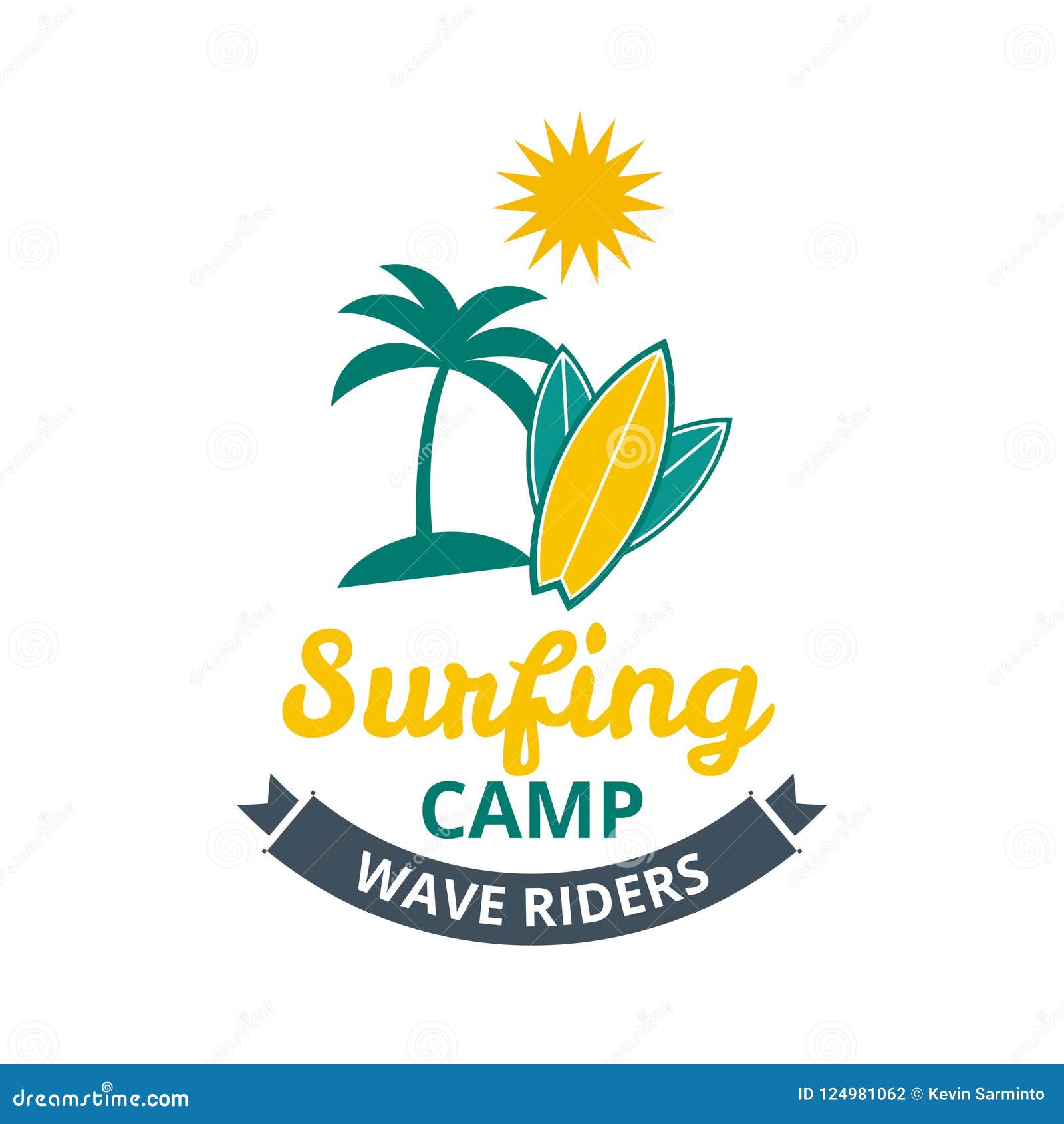 Surfing camp logo stock vector. Illustration of retro - 124981062