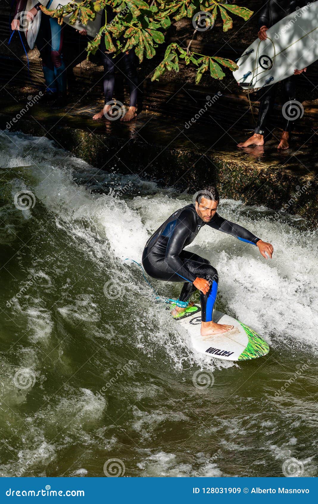 Surfing On The Eisbach River Englischer Garten Munich