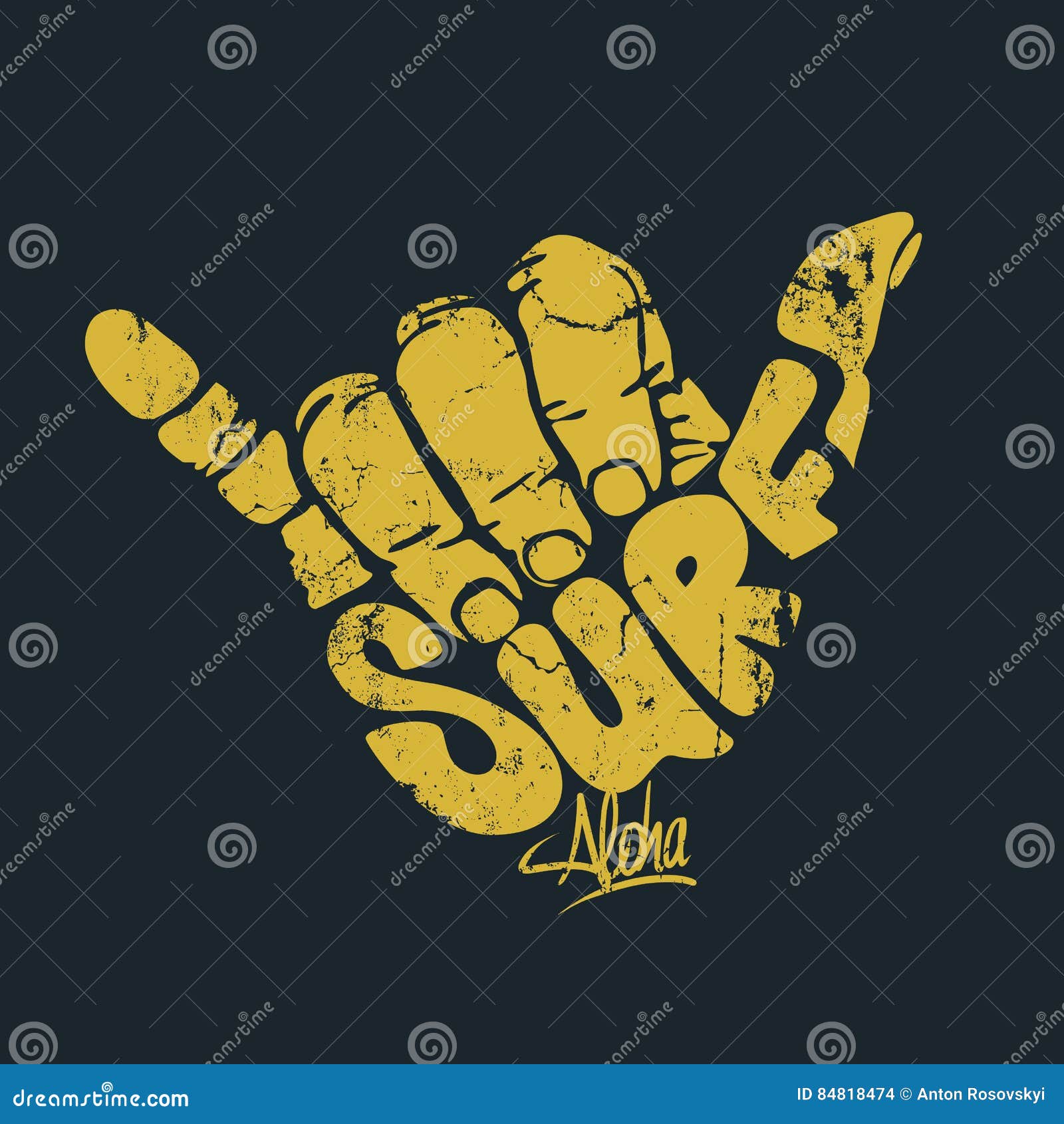 surfing hand sign print