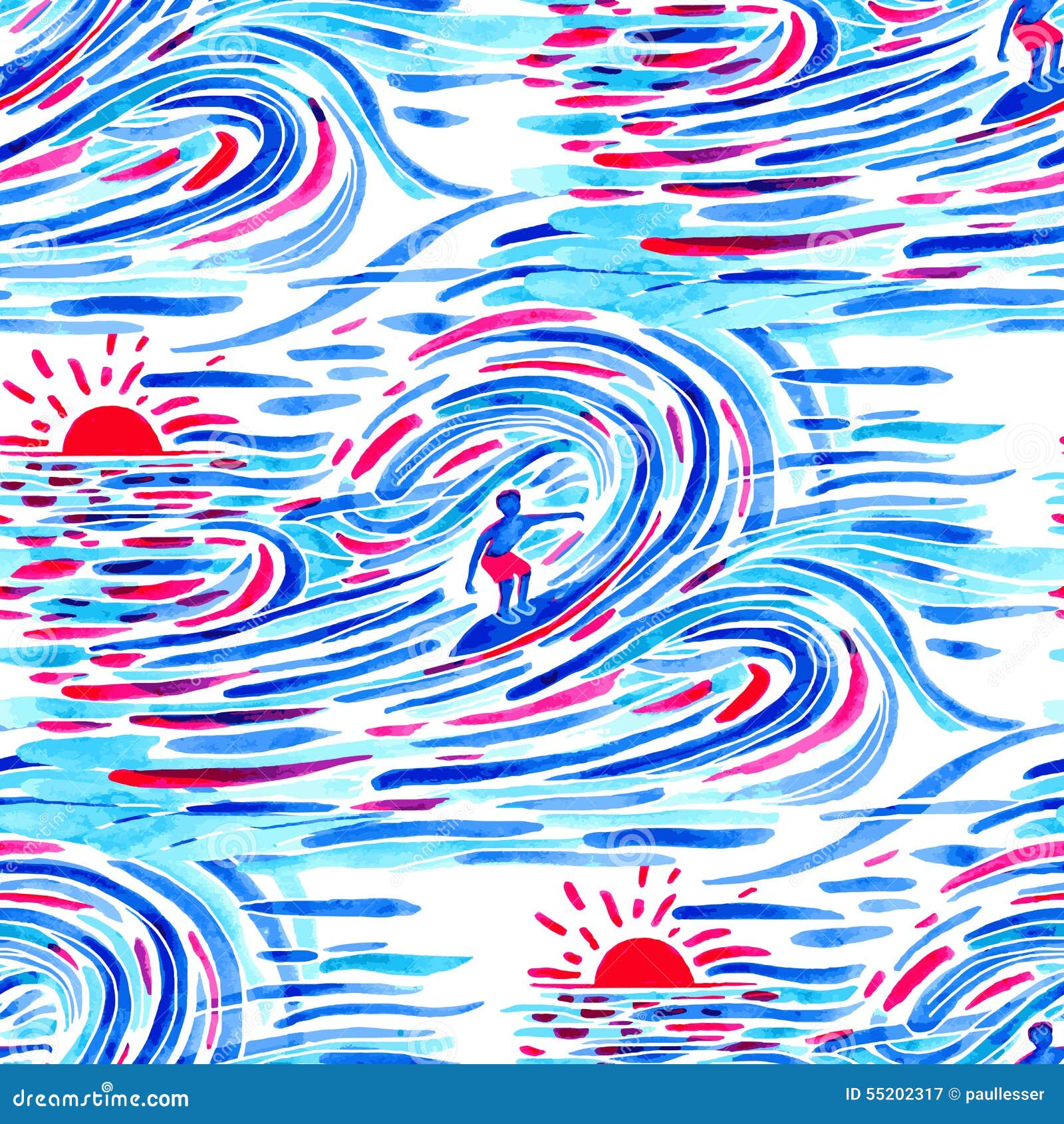 surfing iseamless pattern