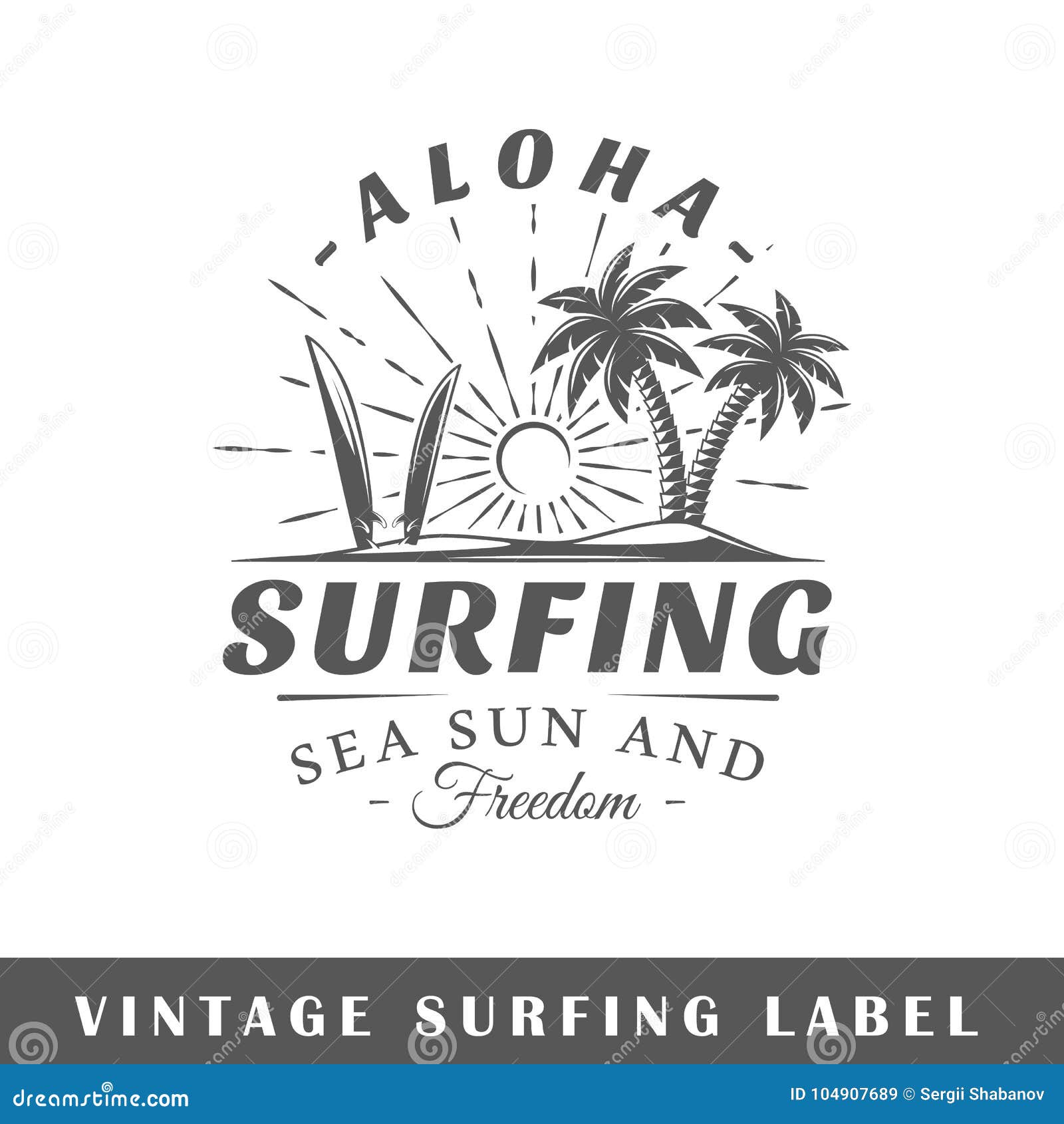 Surfing label template stock vector. Illustration of insignia - 104907689