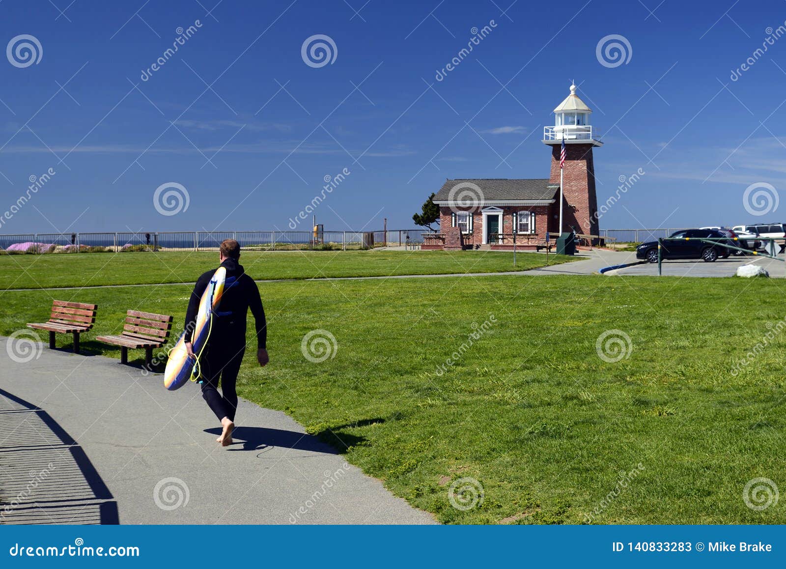 Surfing at Lighthouse Point, Santa Cruz, California Editorial Stock