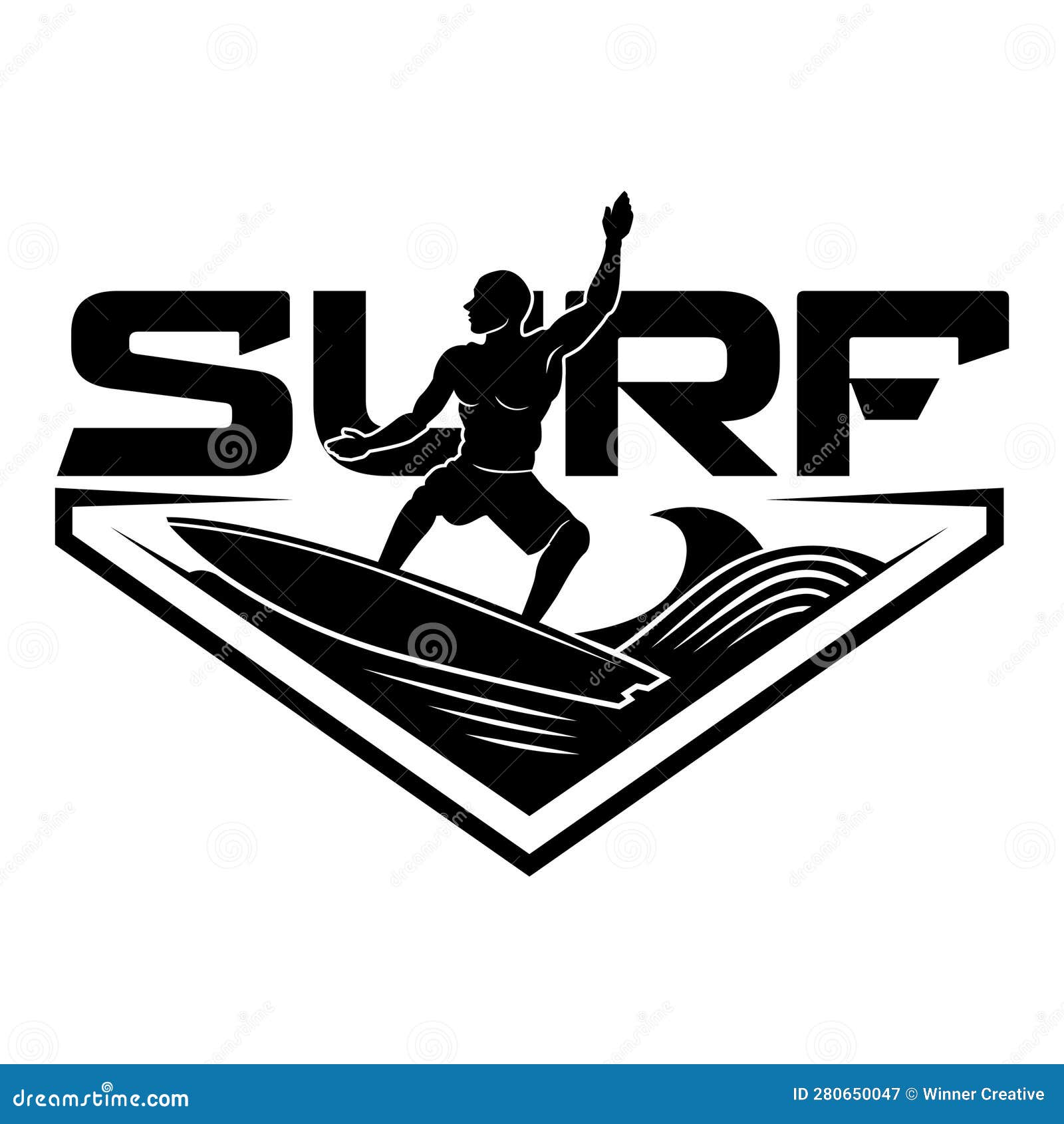Surfing Logo. Surfing Silhoette Illustration Design Inspiration Stock ...