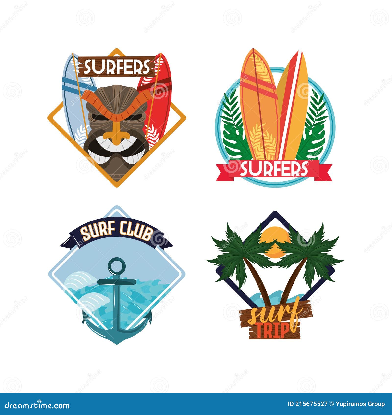 Surfing patch set stock vector. Illustration of mask 215675527