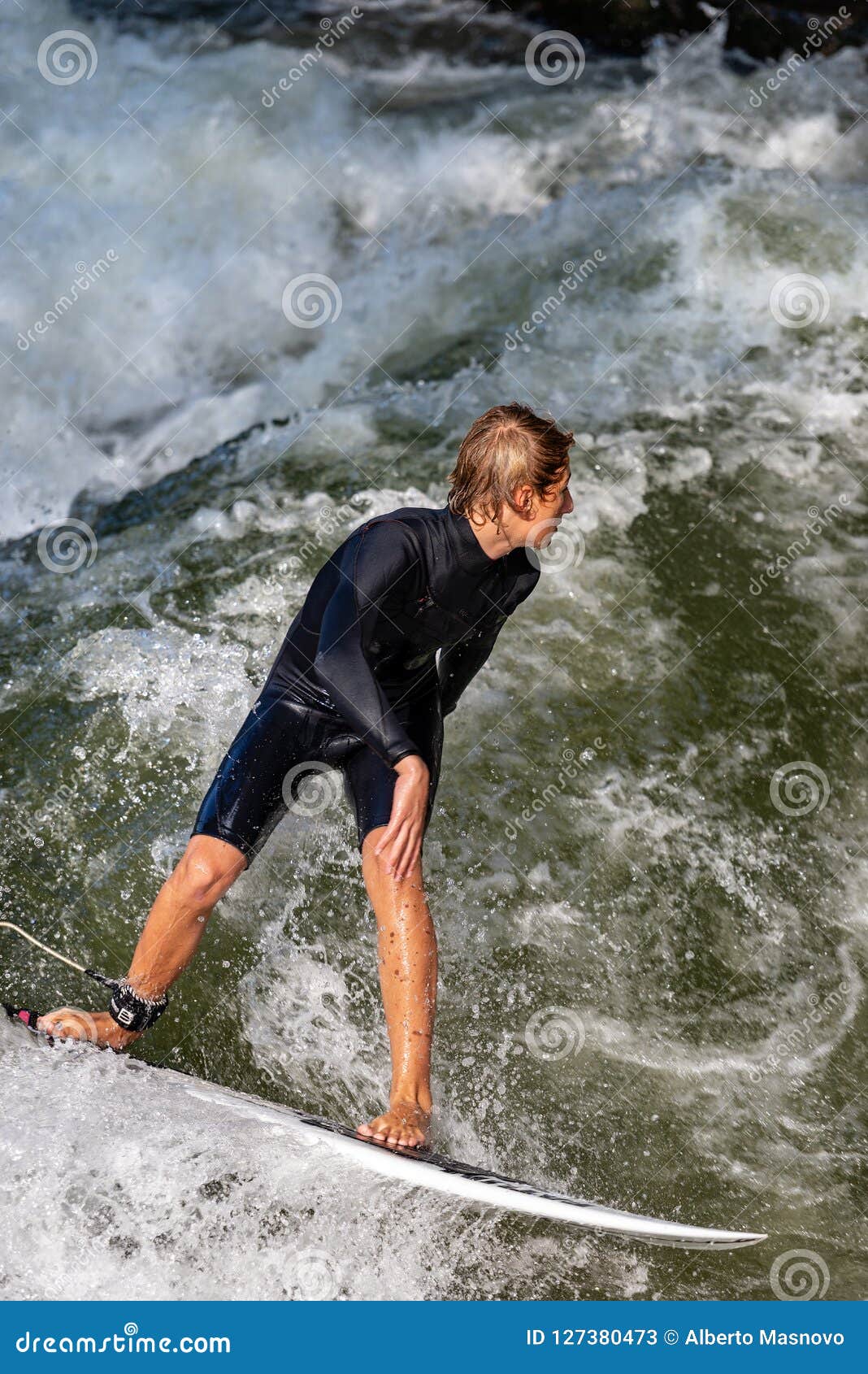 Surfing On The River Englischer Garten Munich Editorial