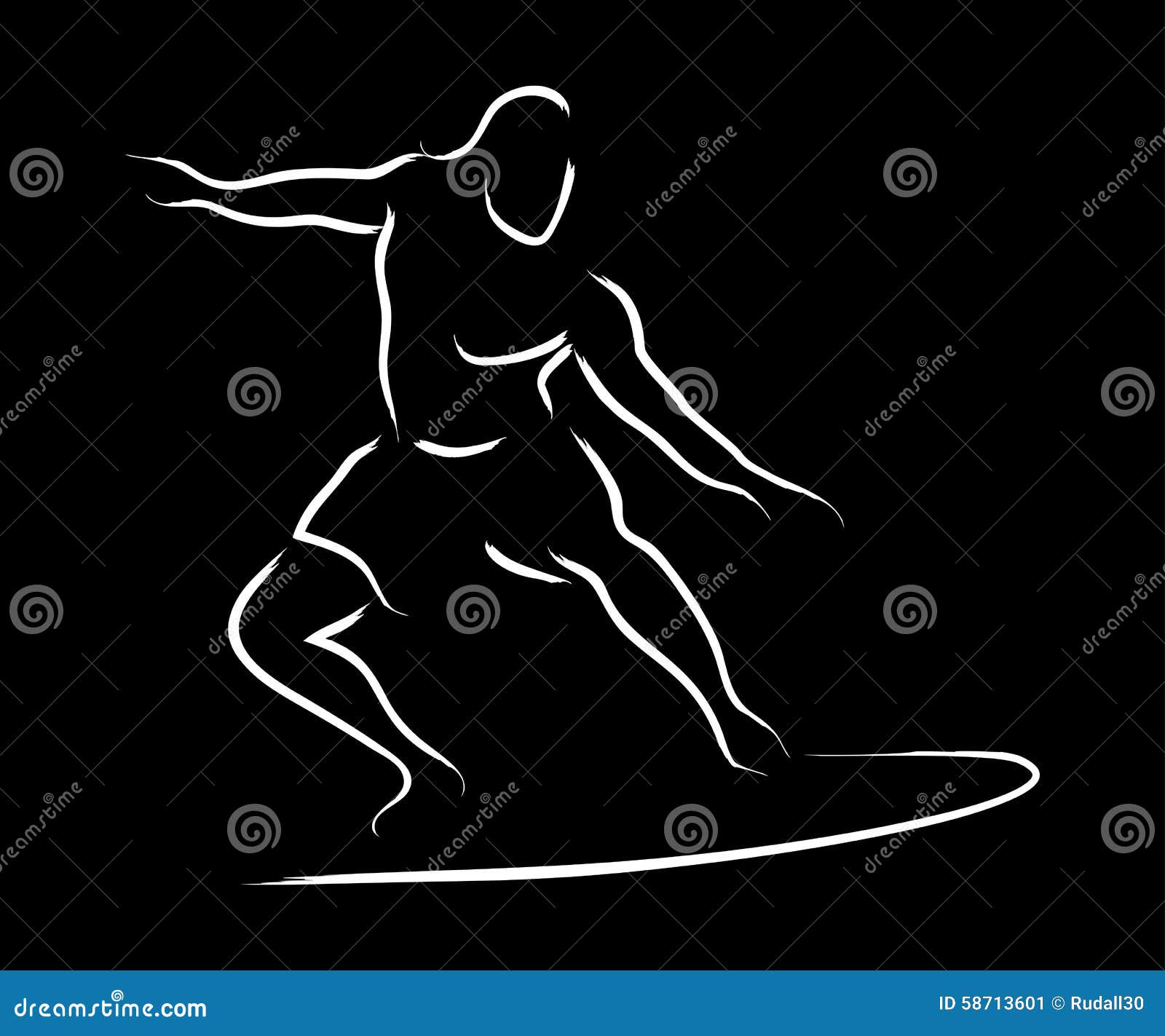 Surfing stock vector. Illustration of drawn, drawing 58713601