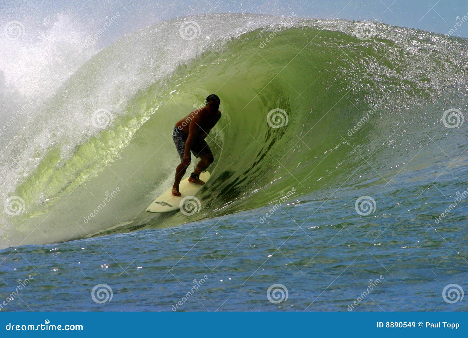 surfing the tube in hawaii