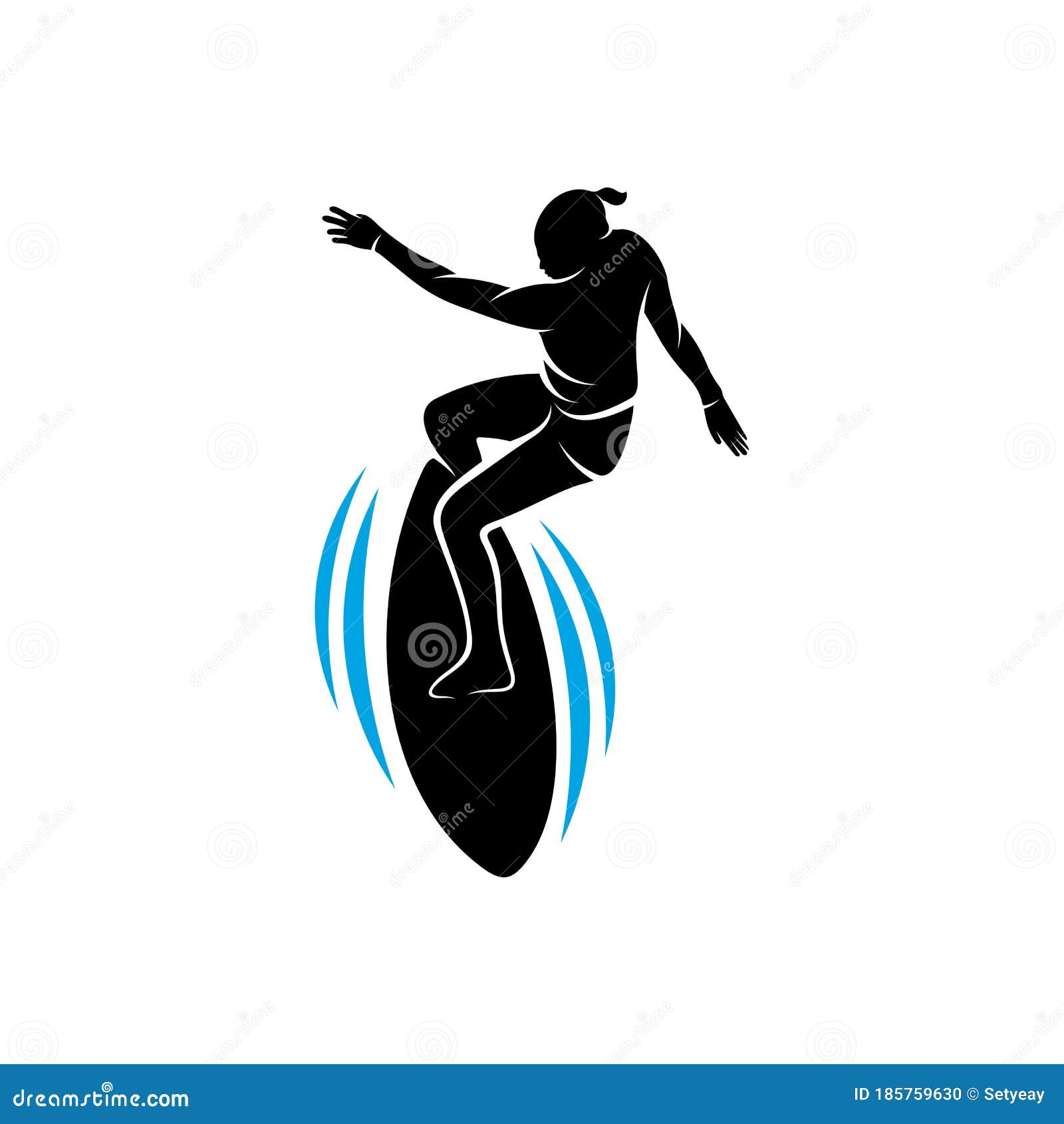 Surfing with Water Wave Logo Vector Template, Illustration Symbol ...