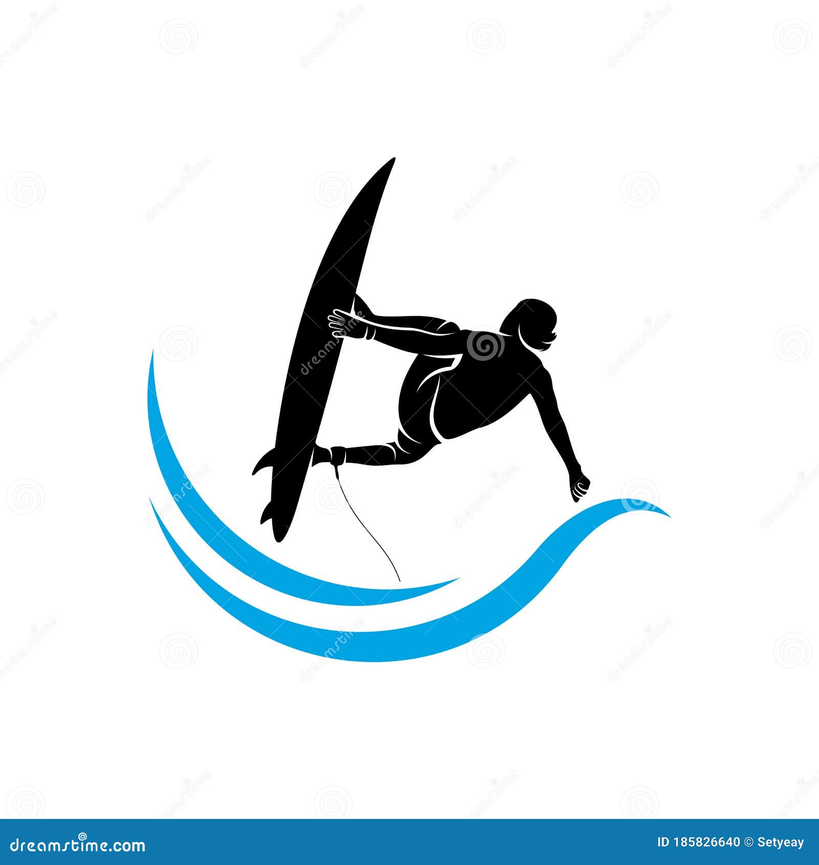 Surfing With Water Wave Logo Vector Template, Illustration Symbol ...