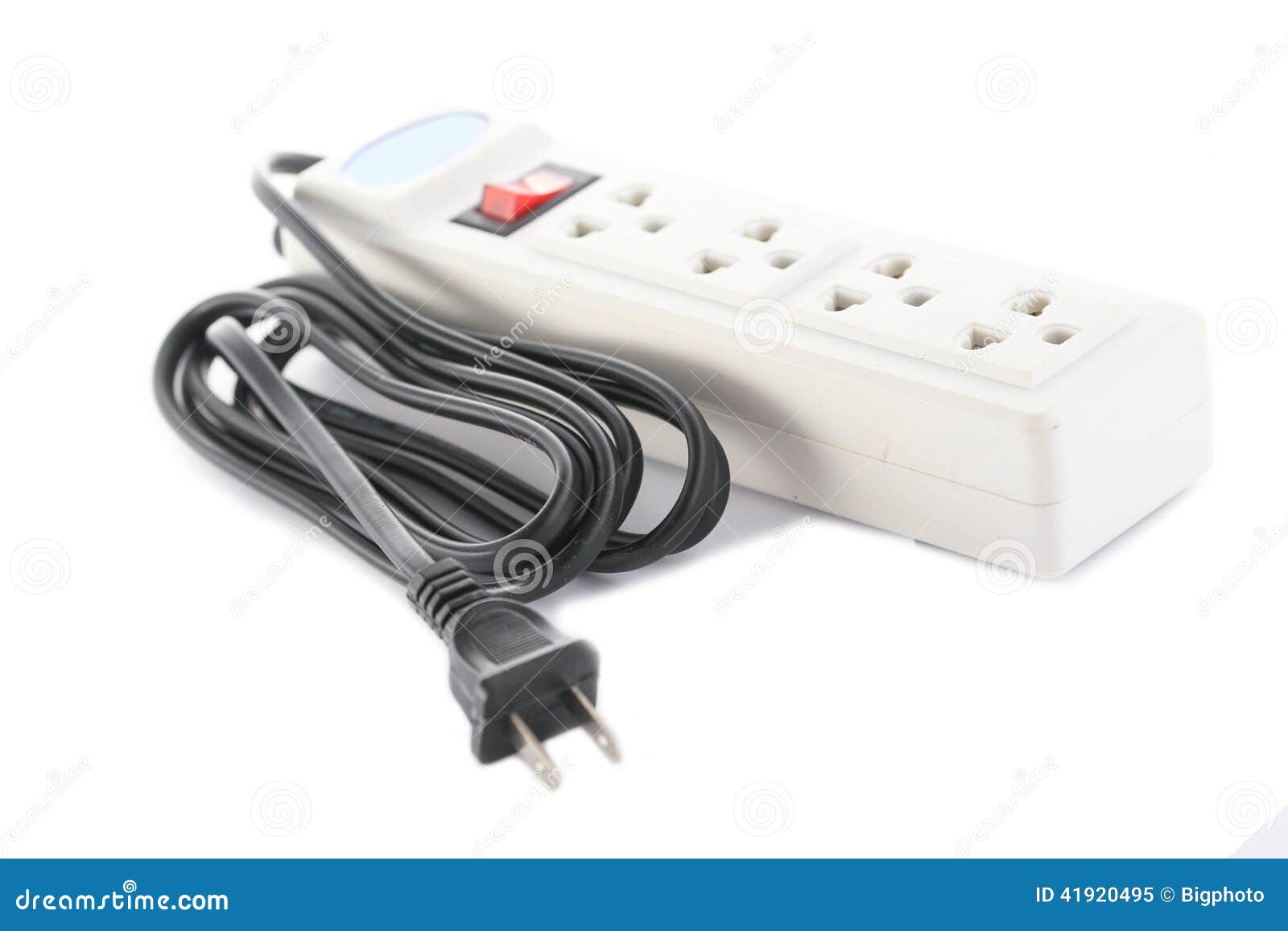 Surge Protector Isolated on White Stock Image Image of green