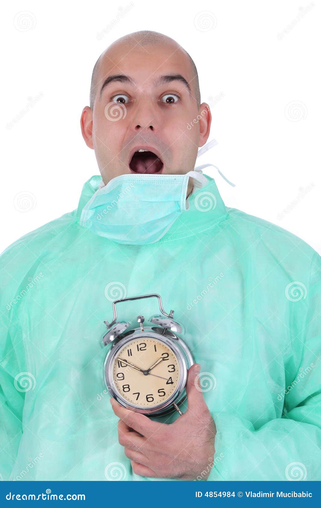 Surgeon and clock alarm stock photo. Image of healthcare 4854984