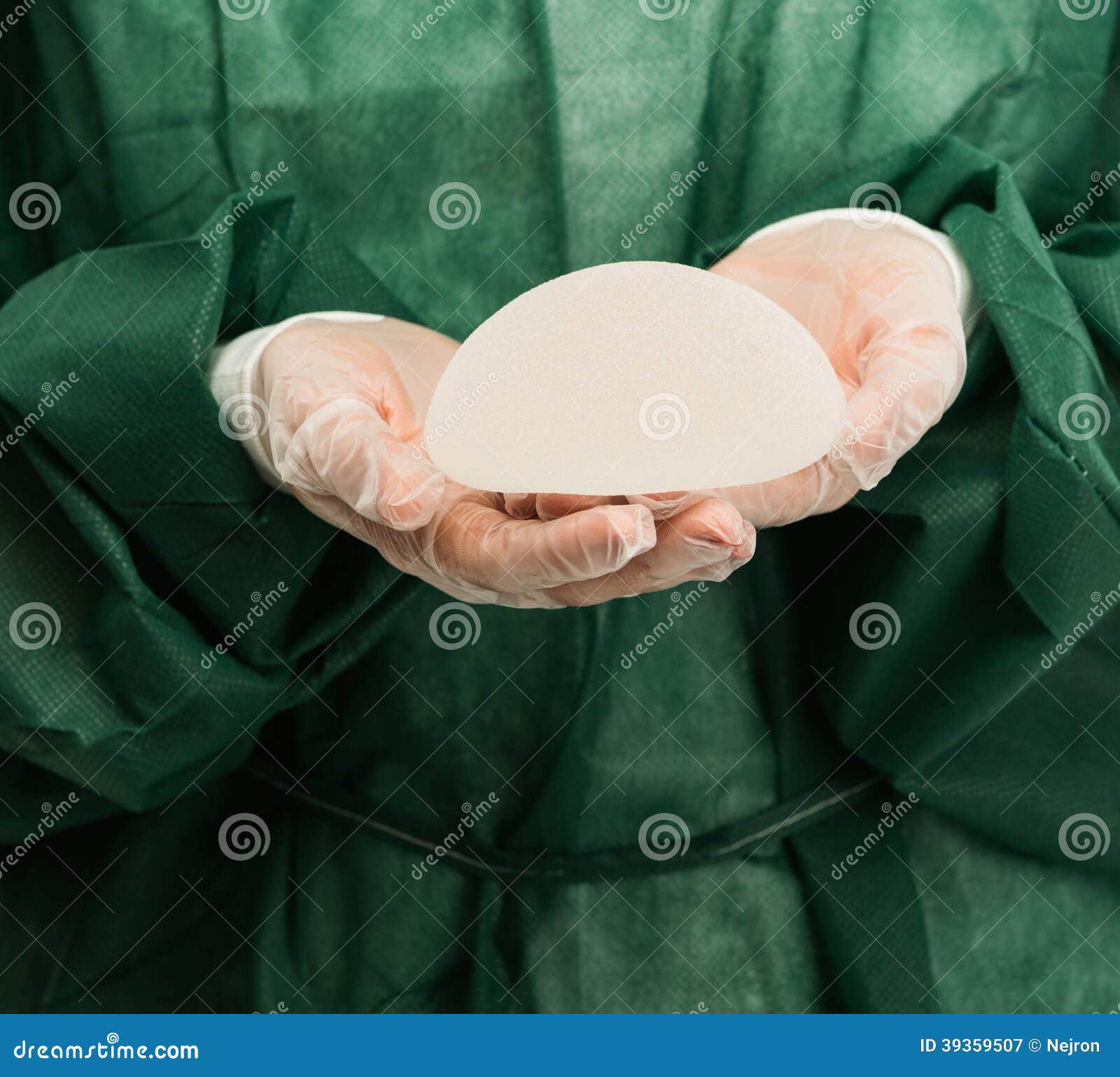 Surgeon Hands with Silicon Breast Implant Stock Image Image of