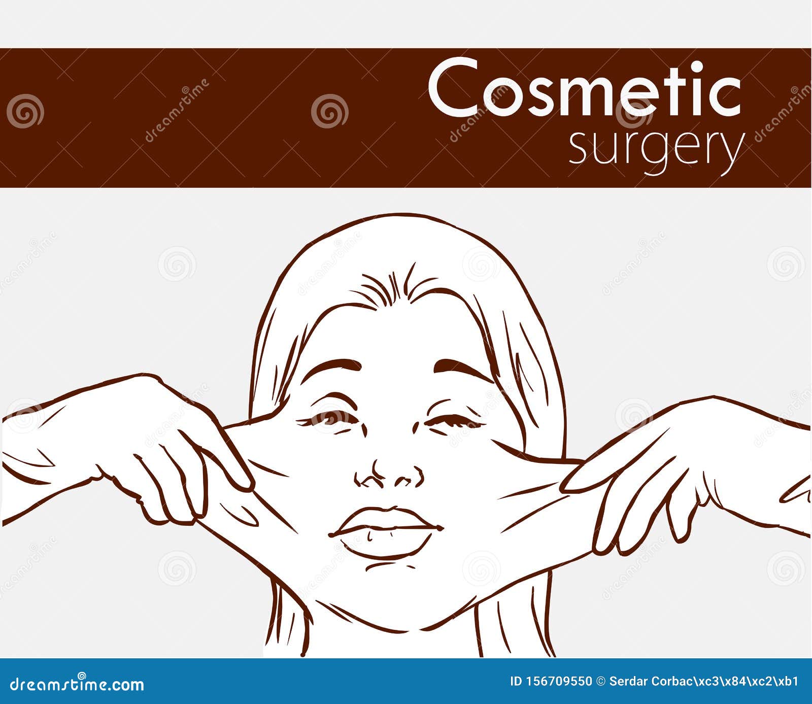 Surgeon Hands with Woman Plastic Surgery Process Vector Illustration