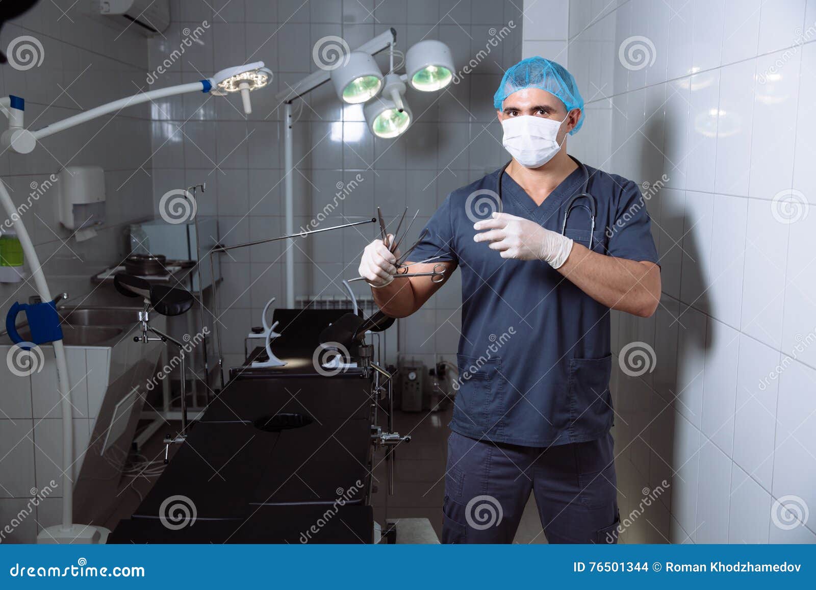 Surgeon Holding Medical Instruments in Hands. Concept of a Healthy