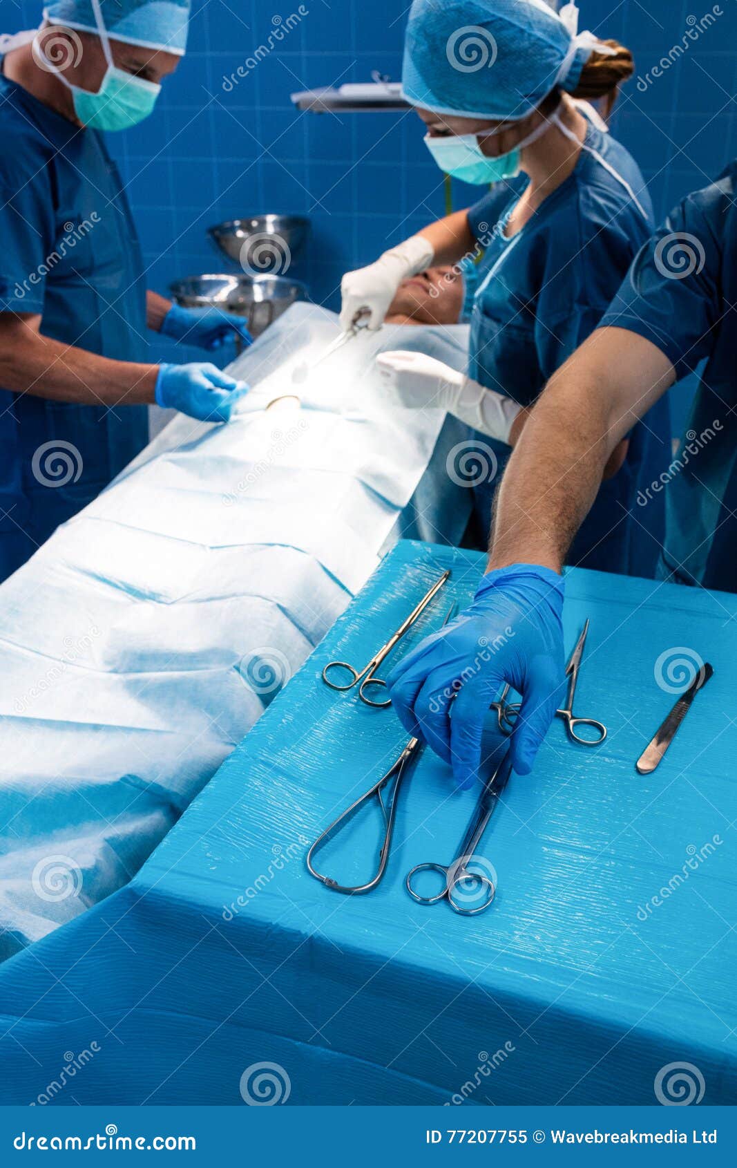 Surgeon Taking a Scissors from Tray Stock Image Image of scissors