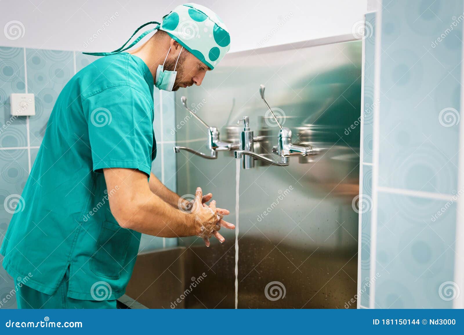 Surgeon Washing Hands To Operation Using Correct Technique for