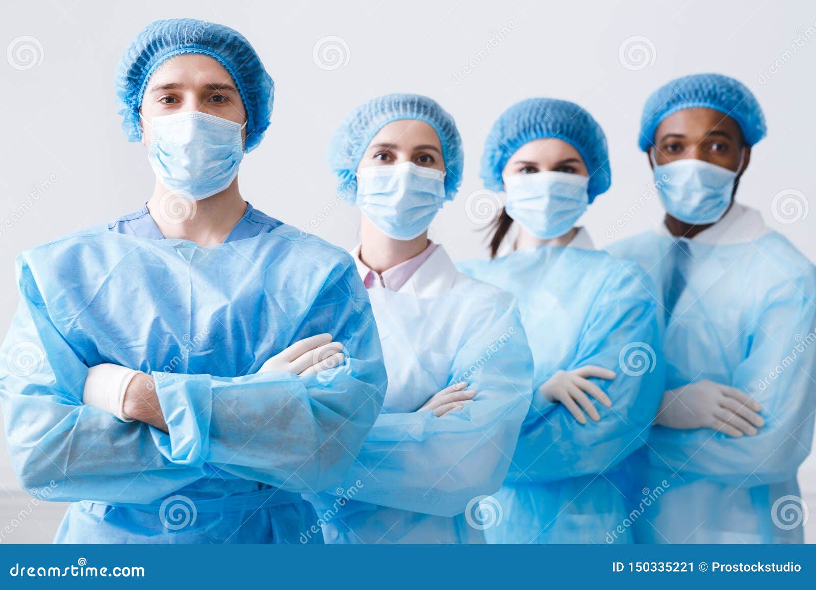 Surgeons Team Ready for Surgery. Practitioners Wearing Protective