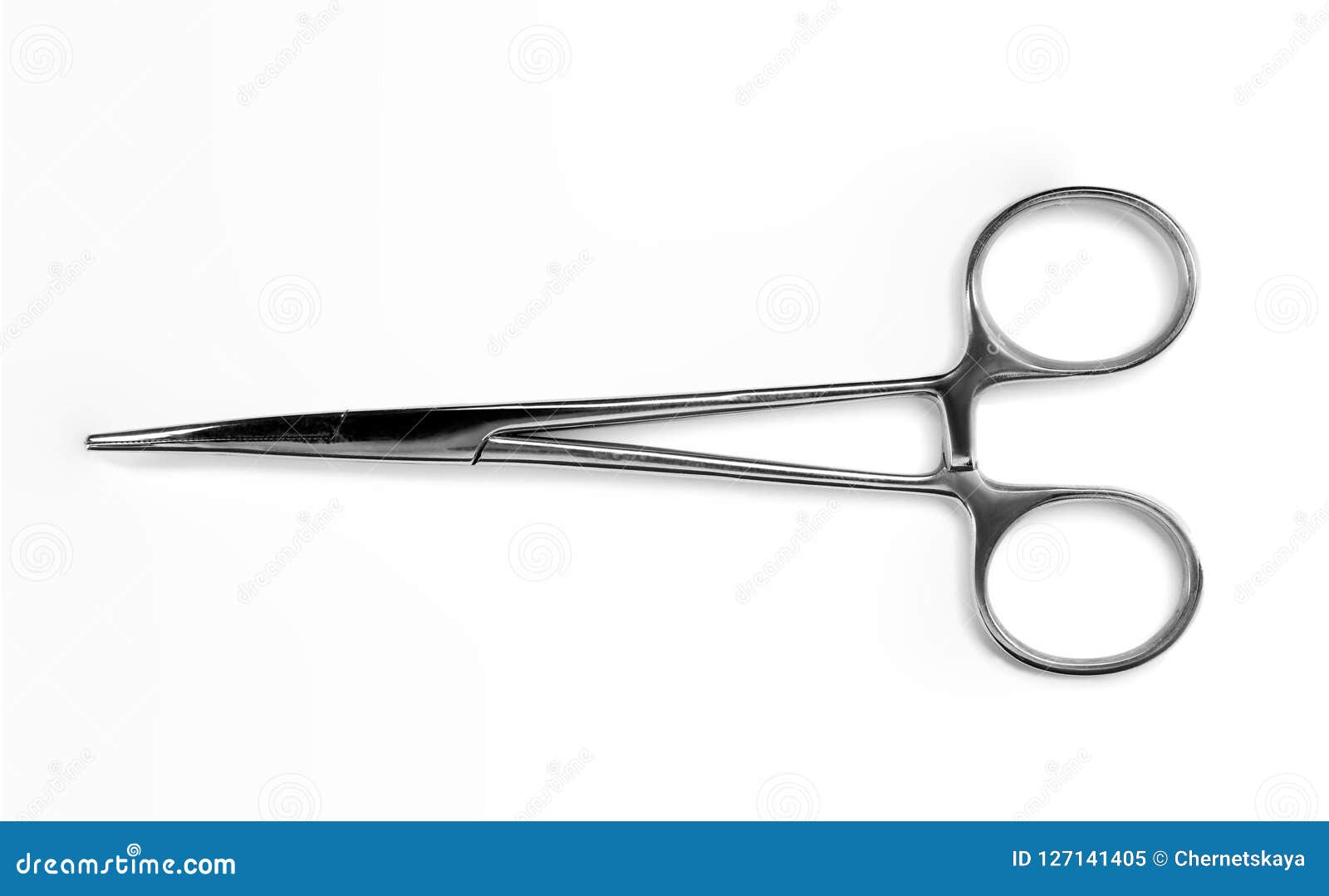 Surgical Forceps on White Background, Top View Stock Image - Image of ...