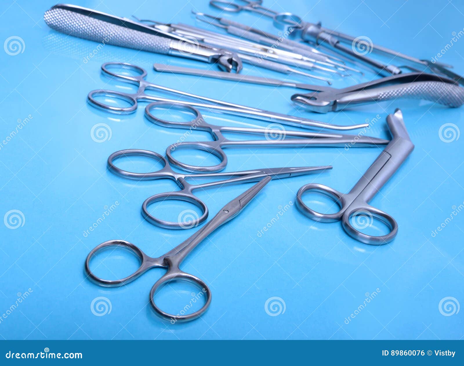 Surgical Instruments and Tools on Table for a Surgery Stock Photo