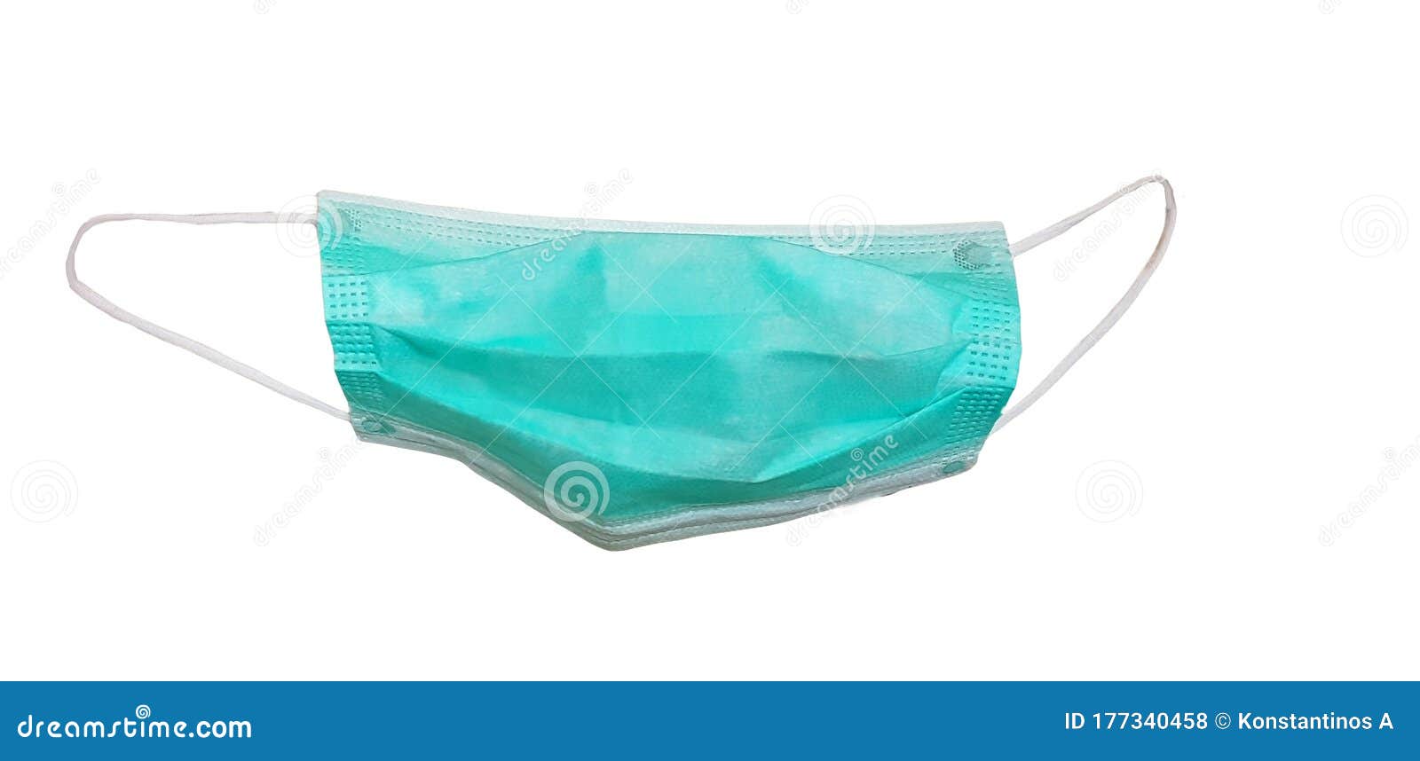 Surgical Mask Green Front Isolated in White Background Stock Photo