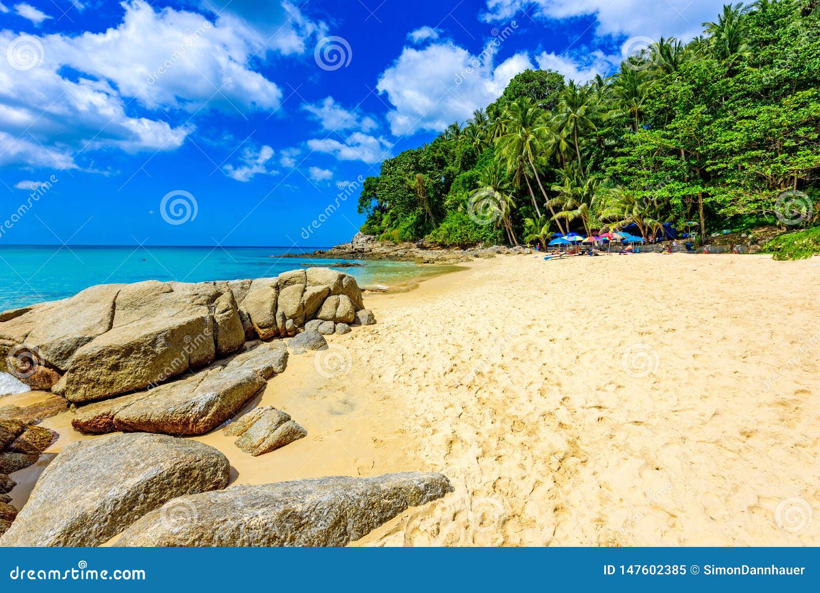 surin beach, paradise beach with golden sand, crystal water and palm trees, patong area on phuket island, tropical travel