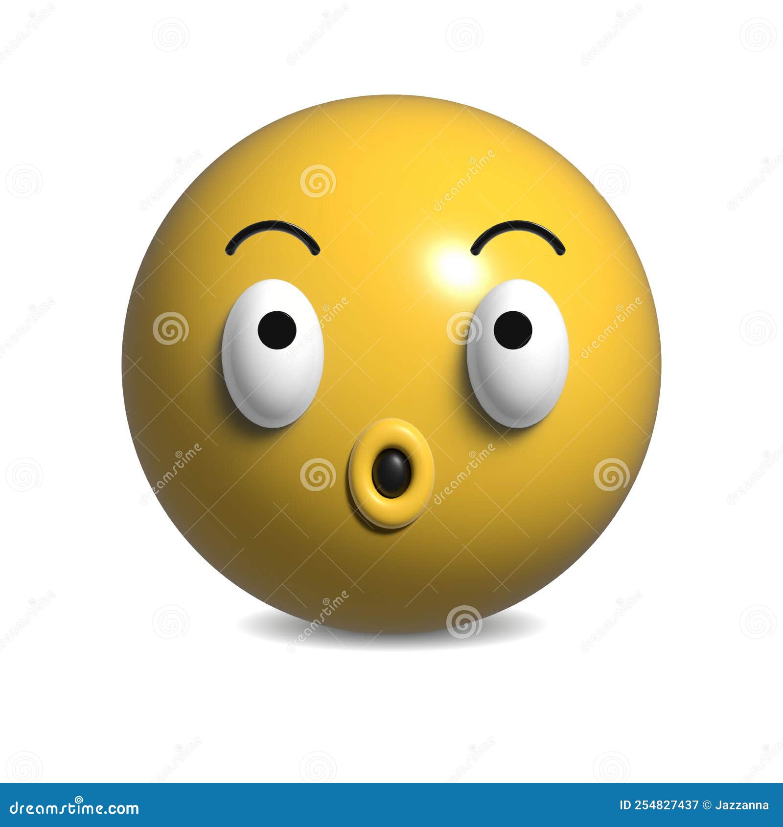 Surprised Yellow Face Icon 3D Rendering Stock Illustration