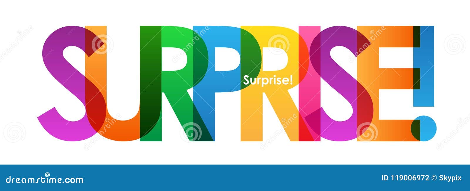 surprise! colorful overlapping letters  banner