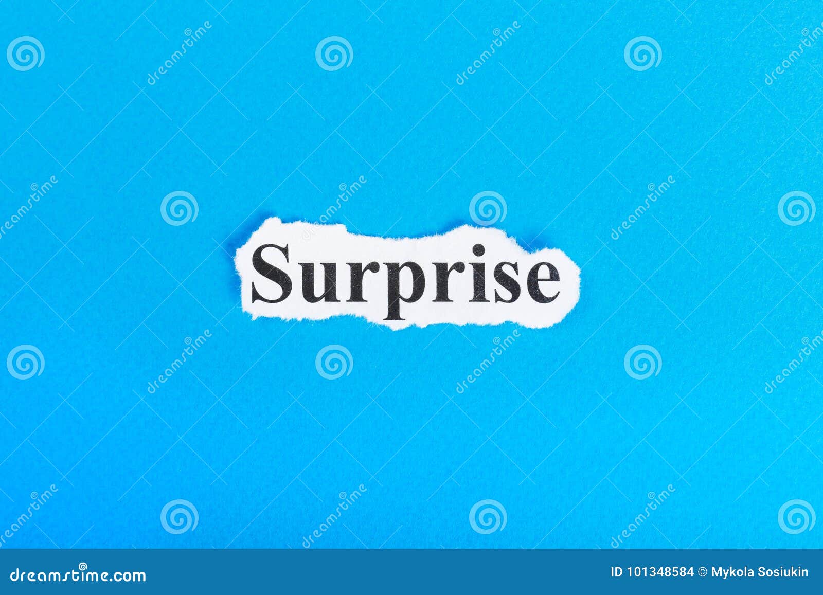 surprise text on paper. word surprise on torn paper. concept image