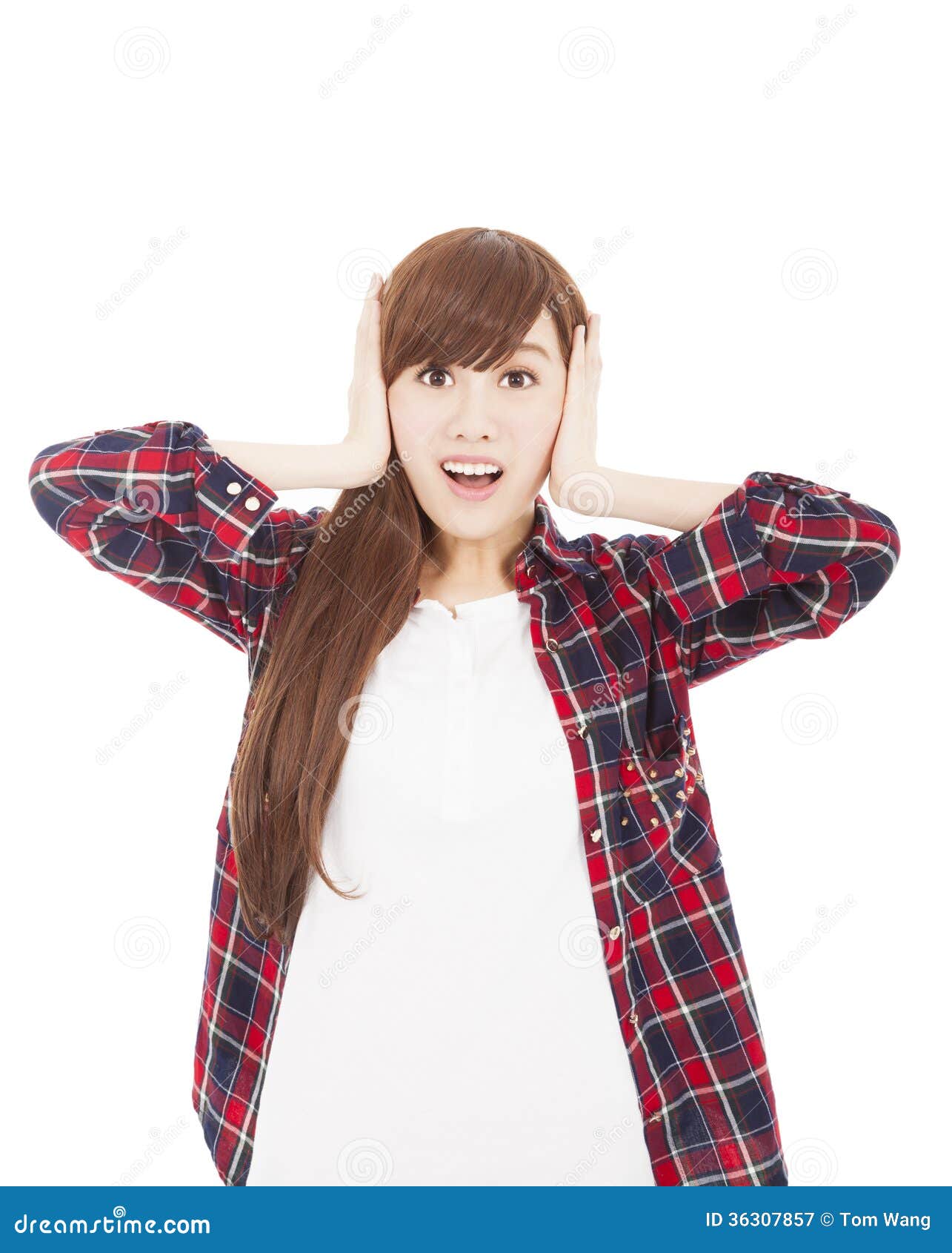 Surprised Beautiful Girl Holding Her Head Stock Image Image of lifestyle, amazed 36307857