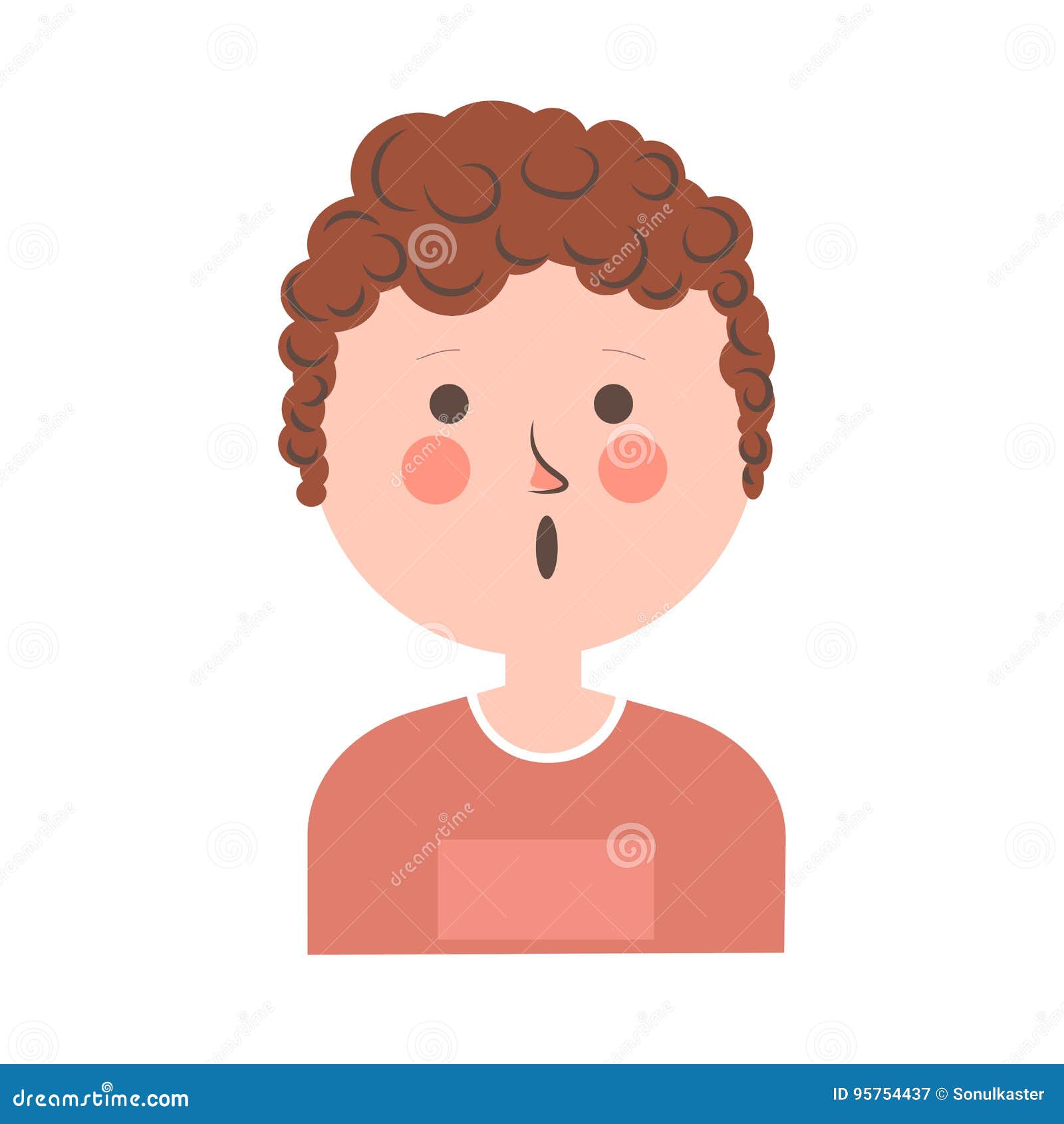 Surprised Boy With Curly Hair Portrait On White Graphic