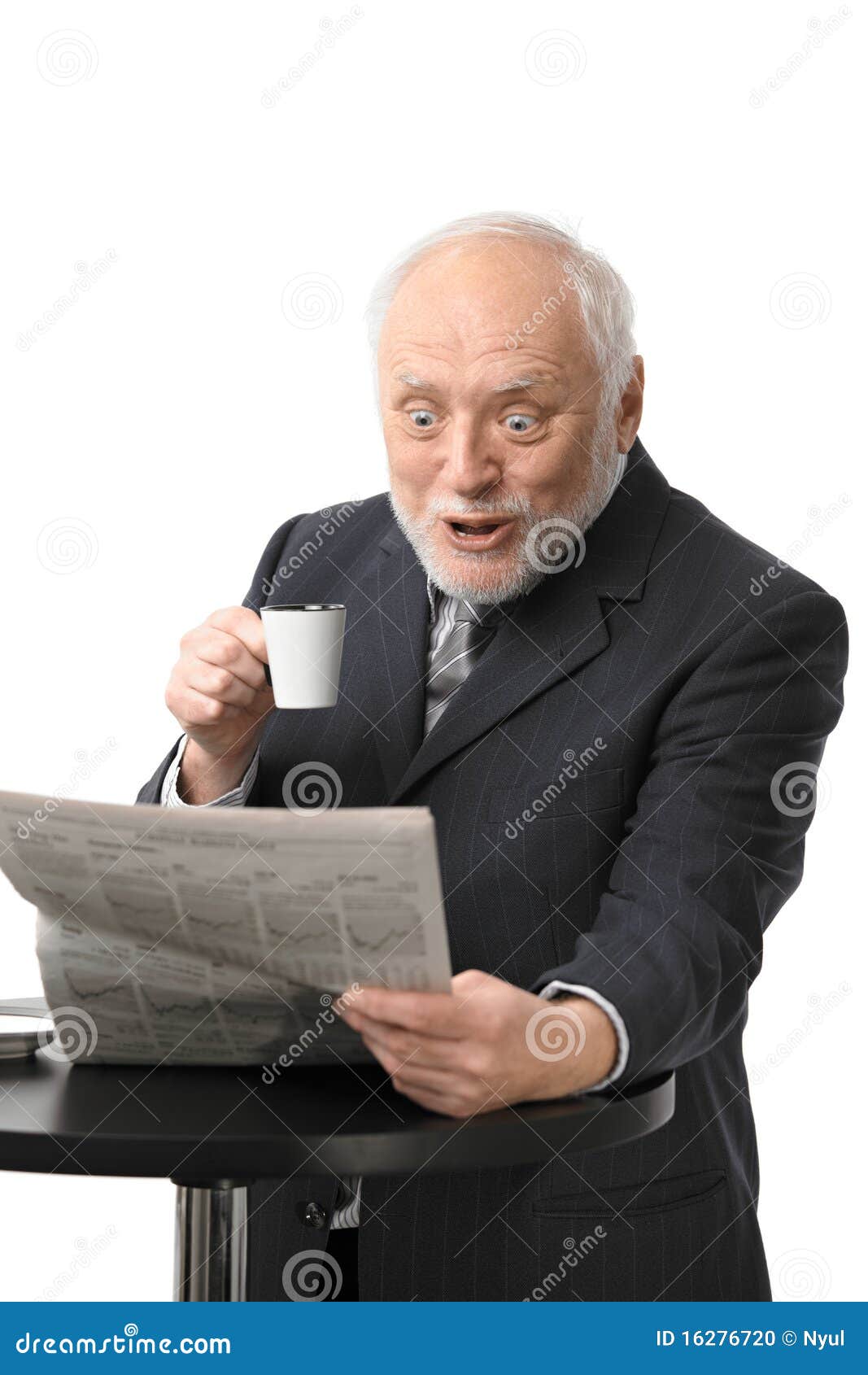 Surprised Businessman Reading Newspaper Stock Photo - Image of jacket