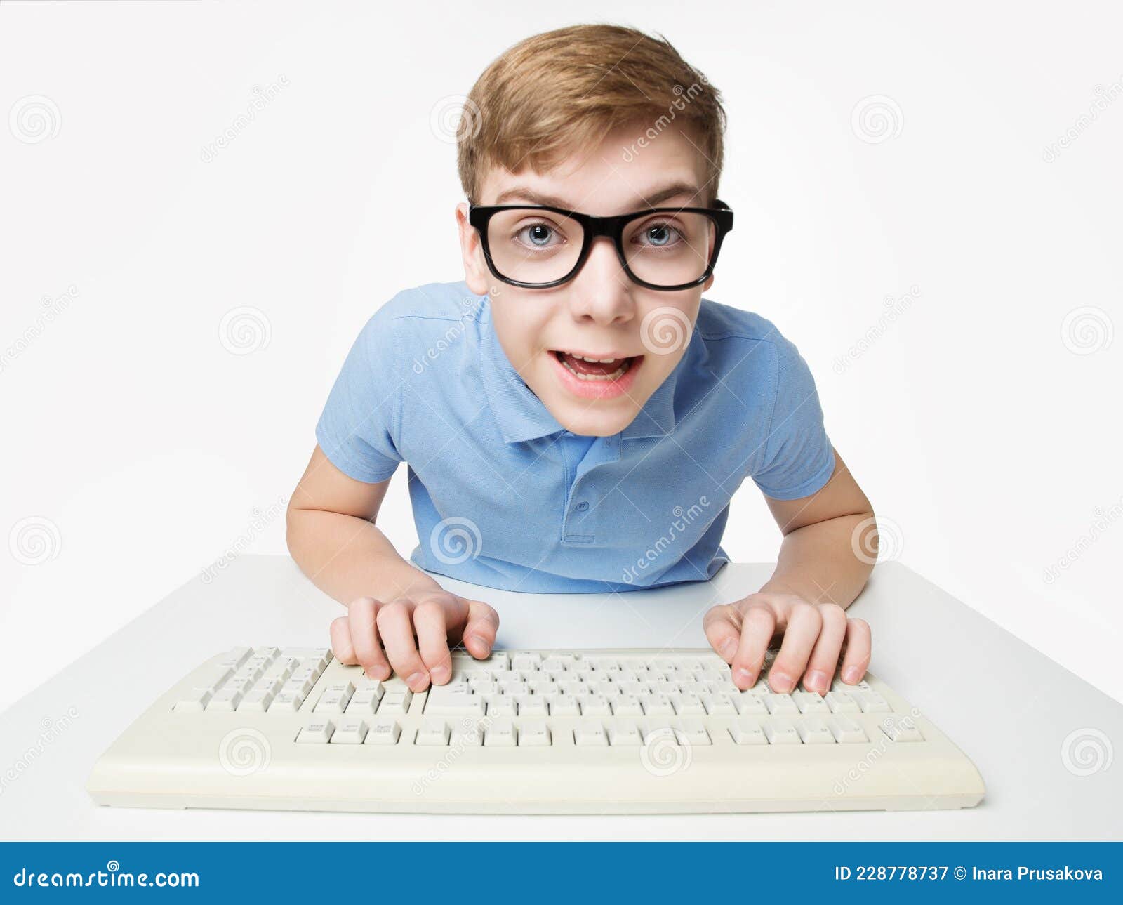 Surprised Child Using Computer Keyboard. Teenage Boy Hacker Typing on  Laptop Stock Image - Image of computer, digital: 228778737