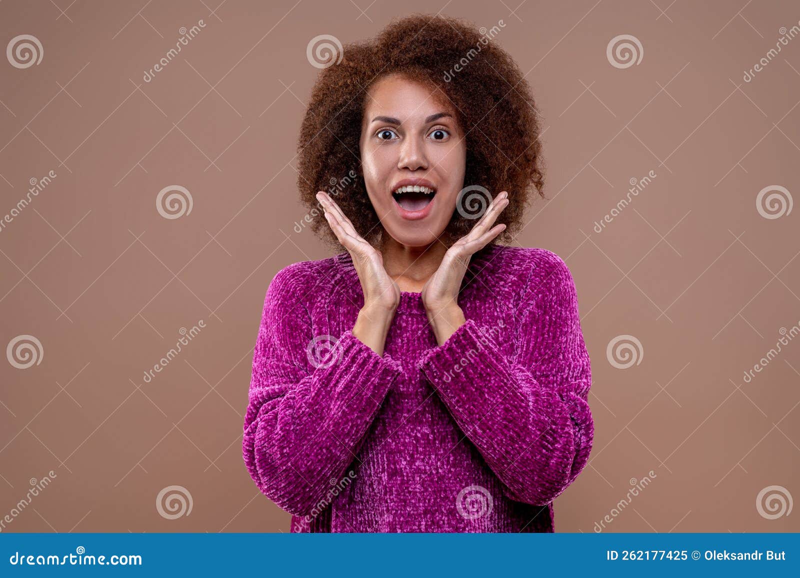 Darkhaired Young Woman Looking Happy and Surprised Stock Image Image