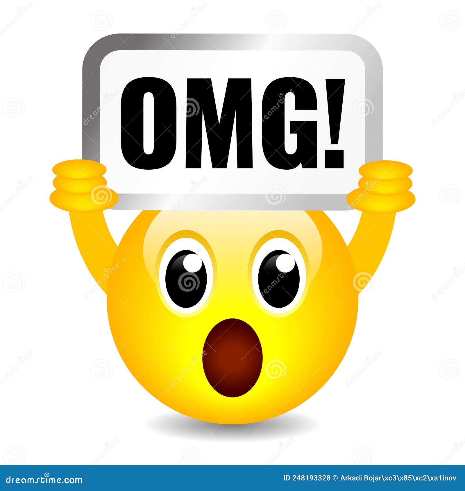 Surprised Emoji Cartoon With OMG Sign Vector Illustration