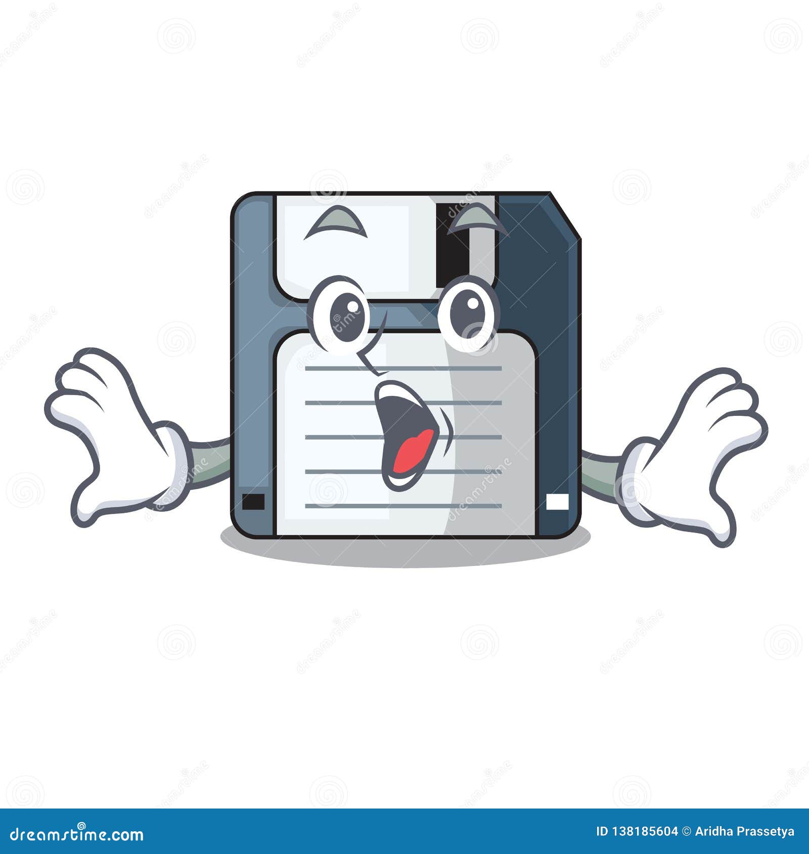 Surprised Floppy Disk in the Character Funny Stock Vector
