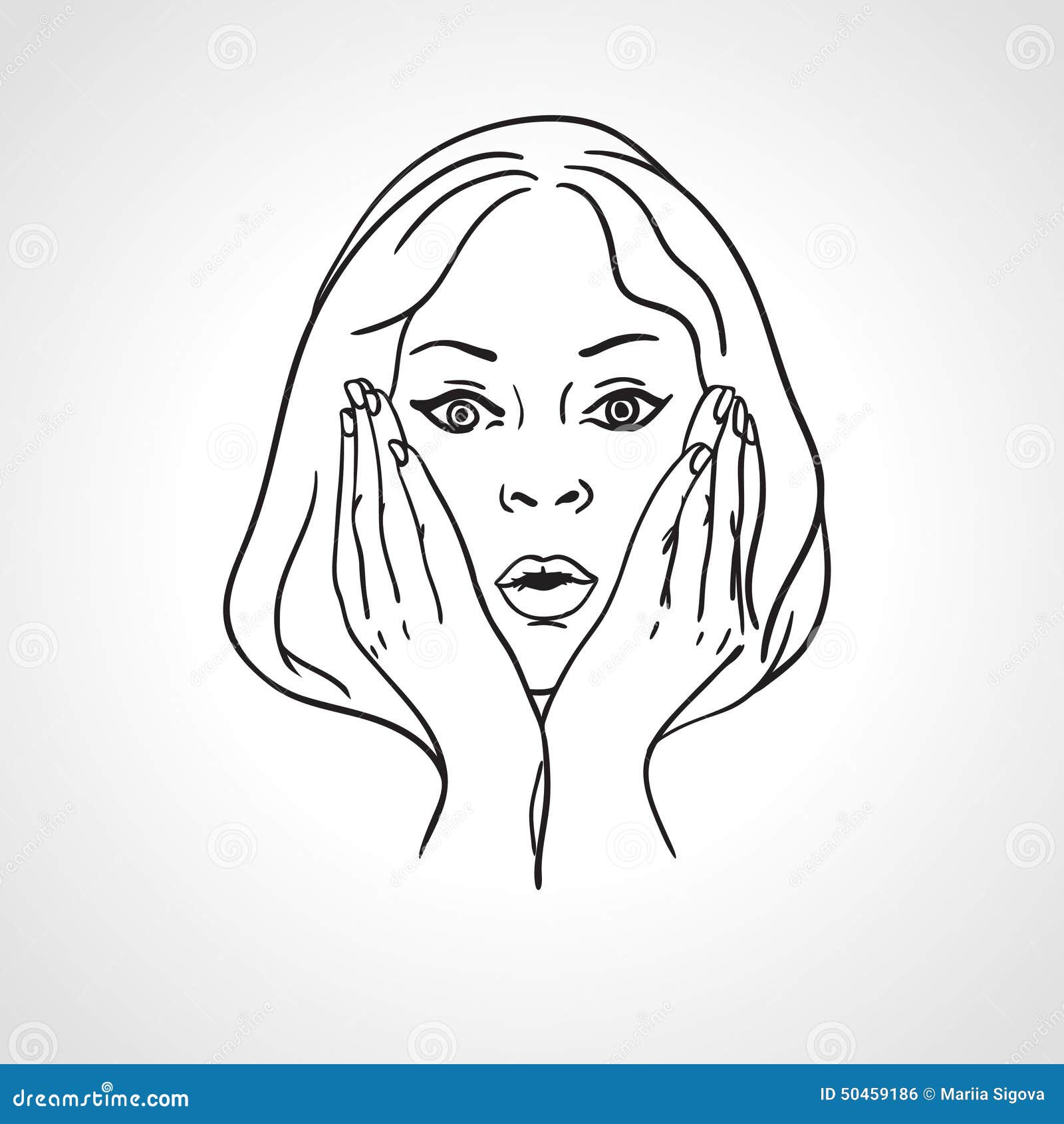 Premium Vector  Shocked face doodle scared expression with open mouth