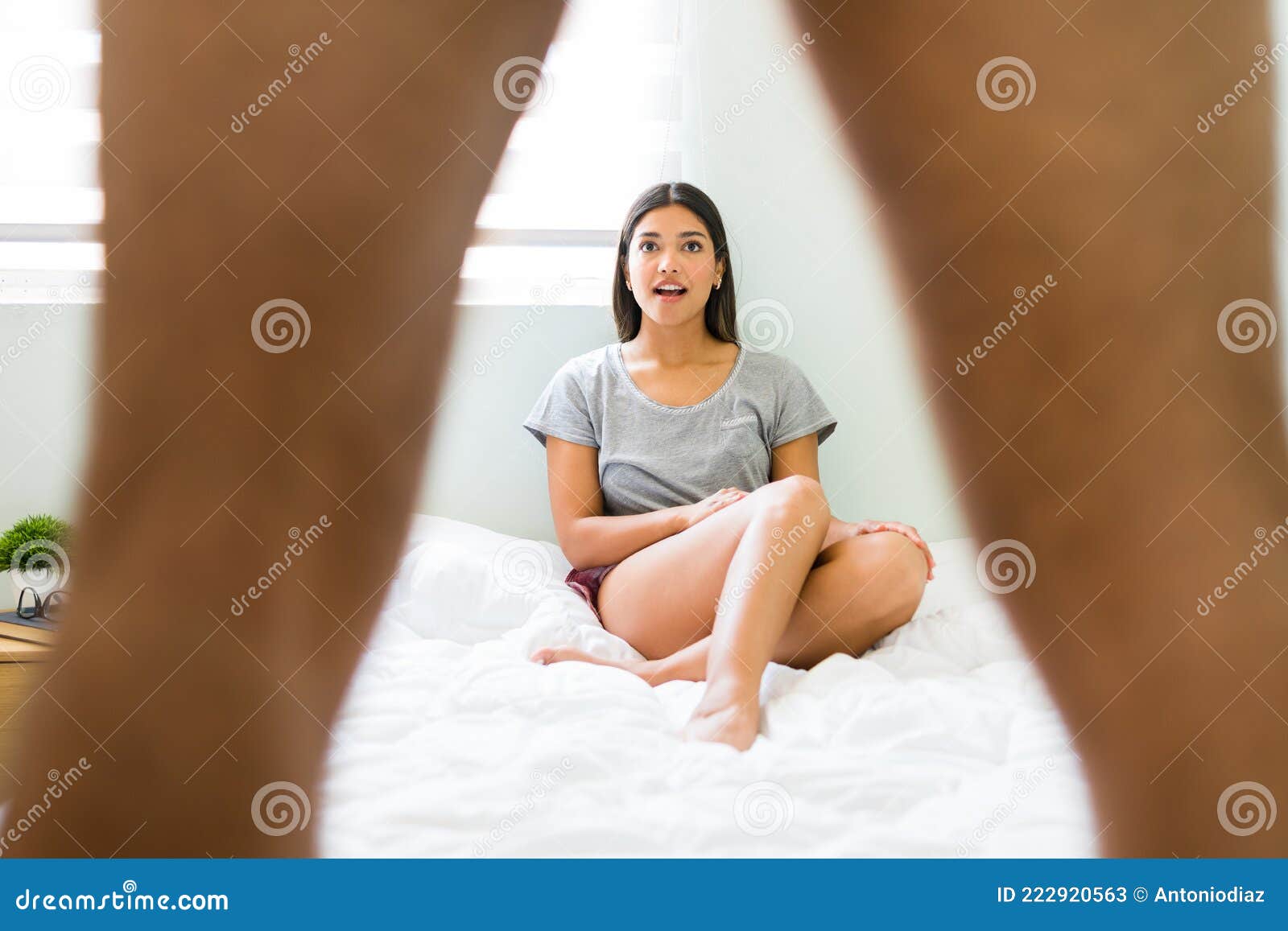 Surprised Girlfriend Feeling Happy before Sex Stock Image image photo pic