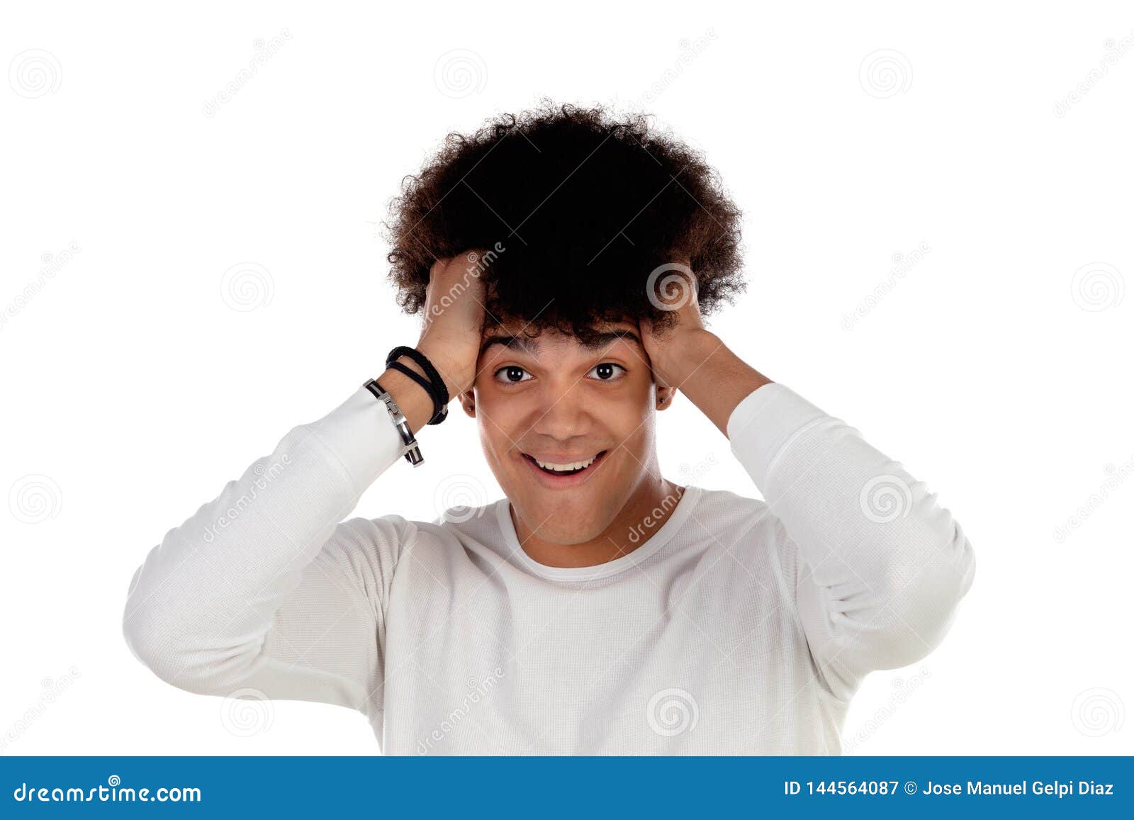 Surprised Guy With Afro Hairstyle Stock Image Image Of Male