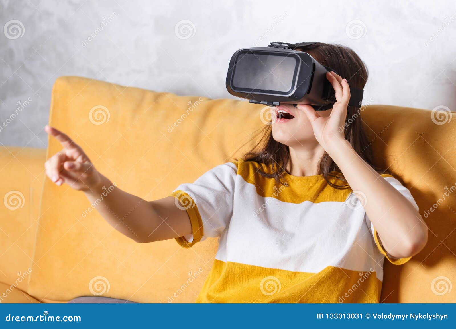Girl Testing VR Device Stock Image Image of play, cheerful