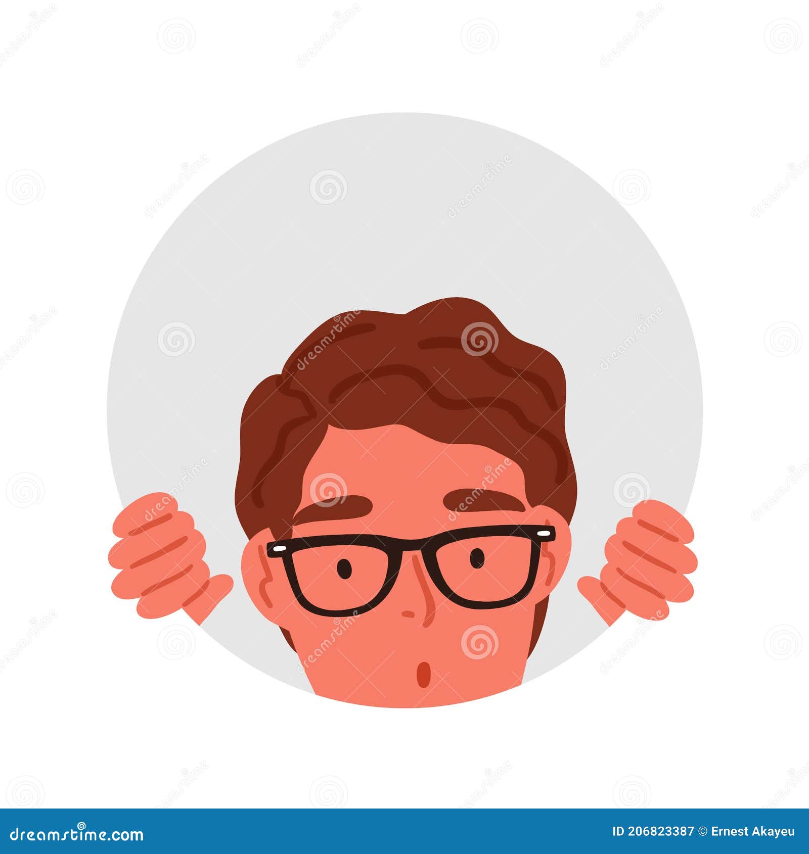 Surprised Male Teenager in Glasses Peeping through Circle Hole Vector ...