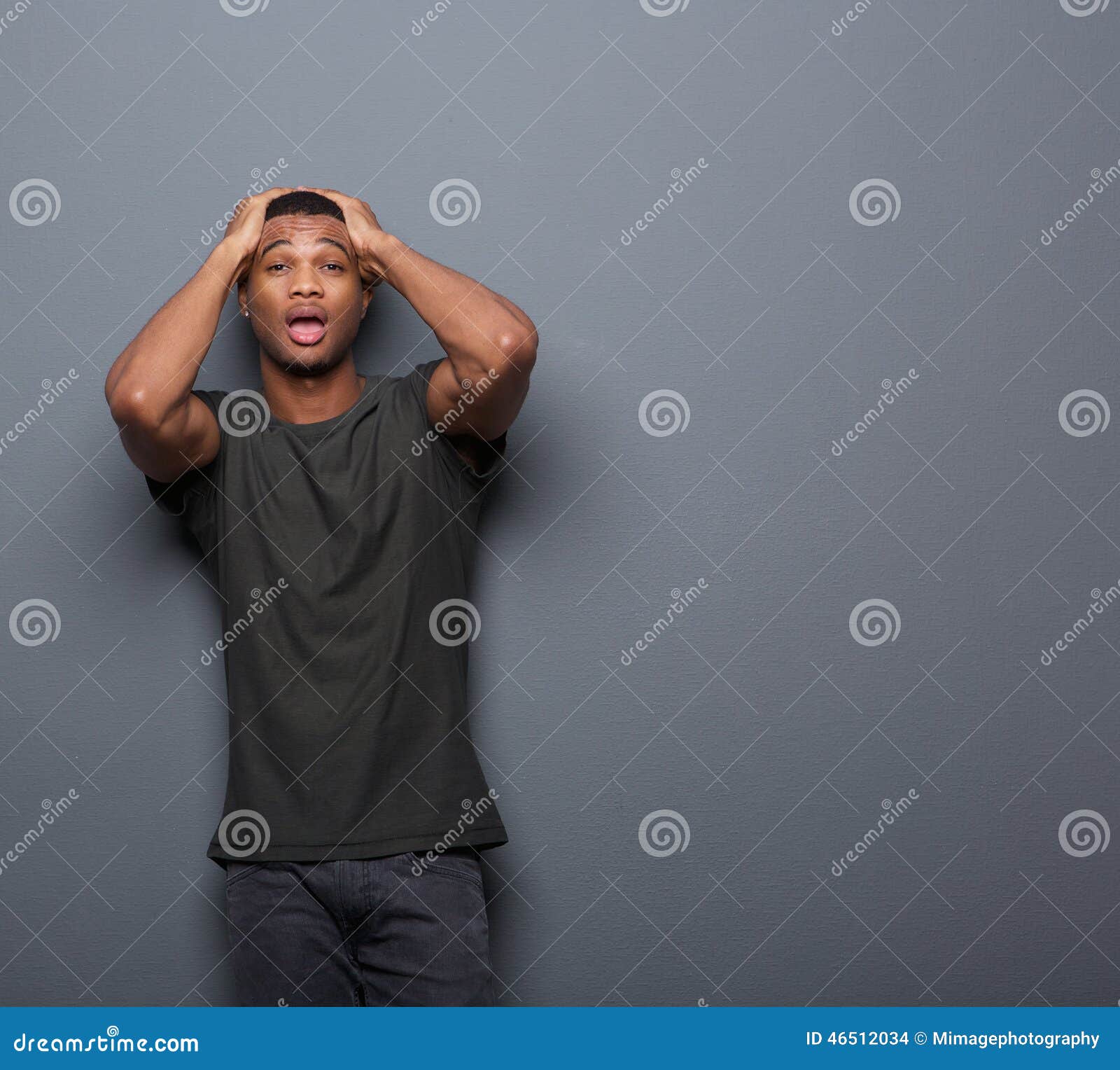 Surprised Man with Hands on Head Stock Photo - Image of adult, handsome ...