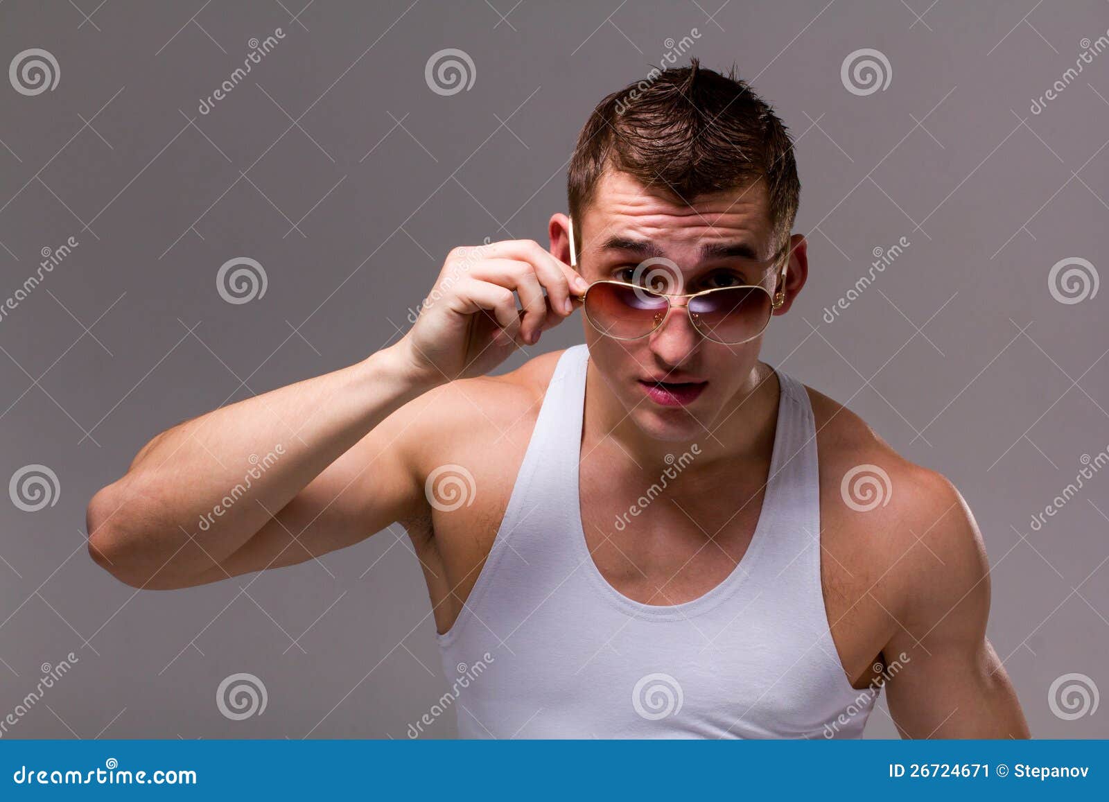 Surprised Man Wearing Black Sunglasses Stock Image - Image of body ...