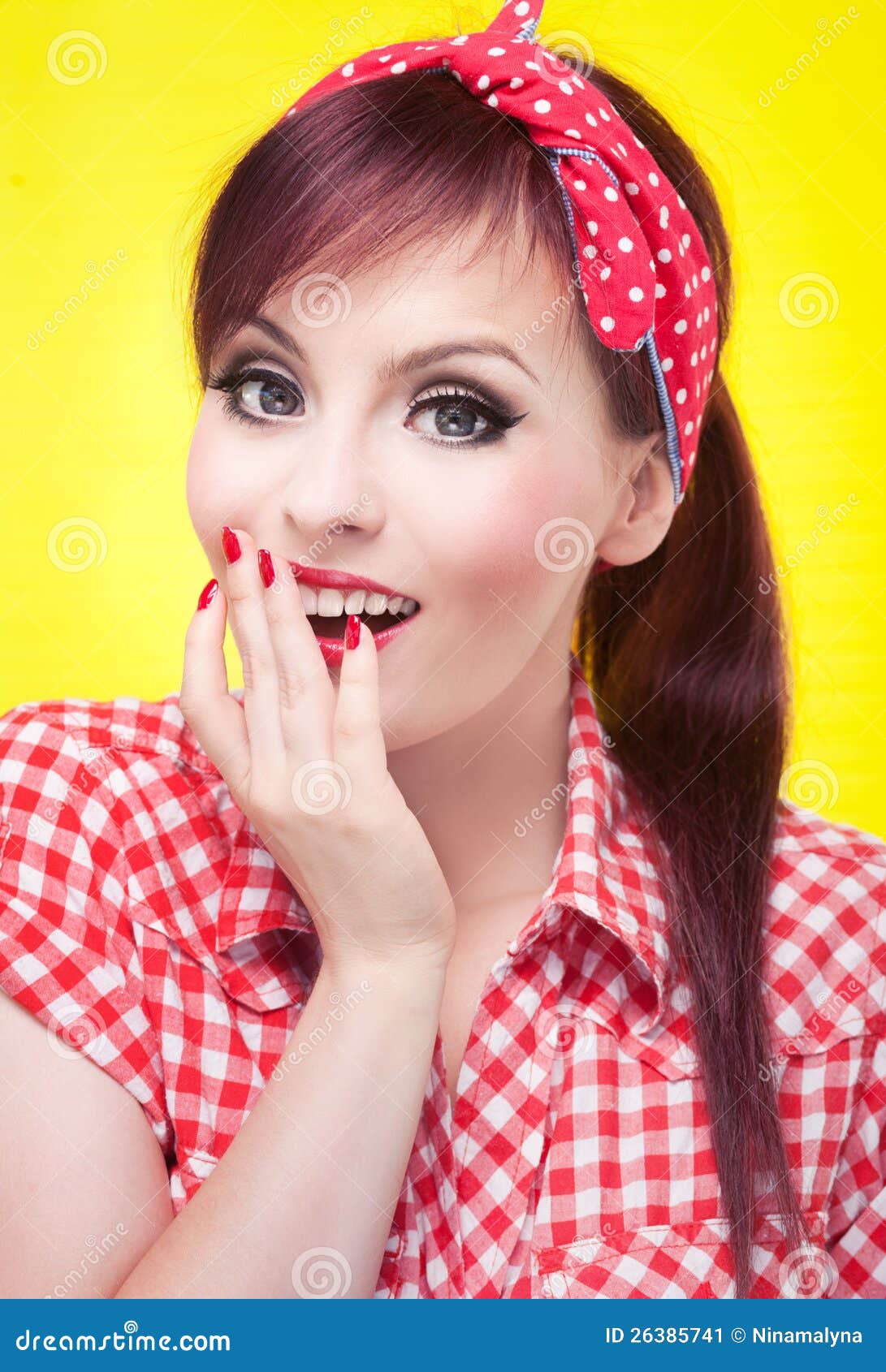 Surprised Pin Up Girl Retro Style Portrait Stock Image