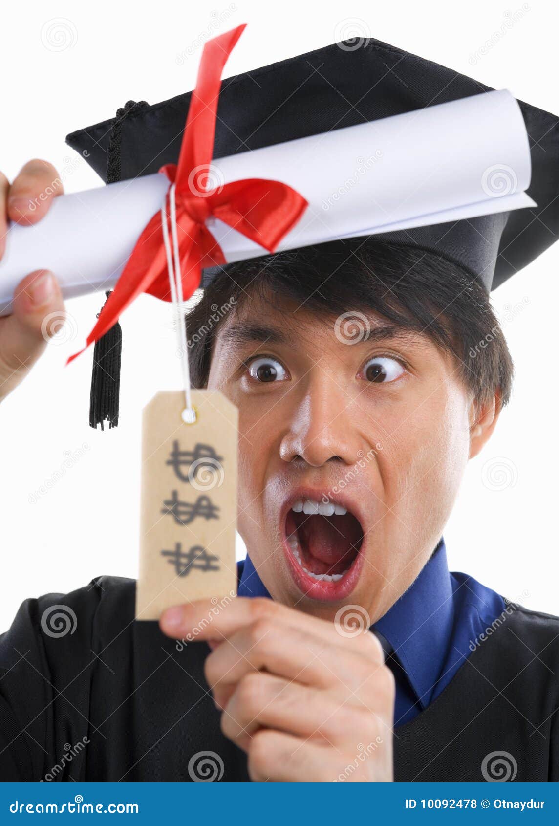 surprised scholar in expensive education