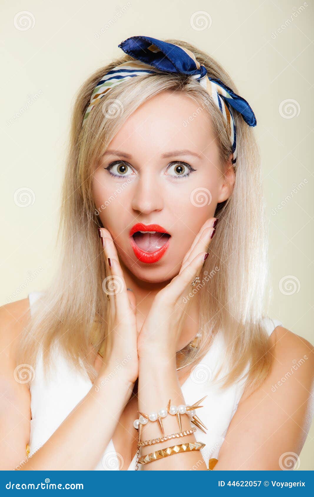 Surprised Woman Face Girl Retro Style Open Mouth Facial