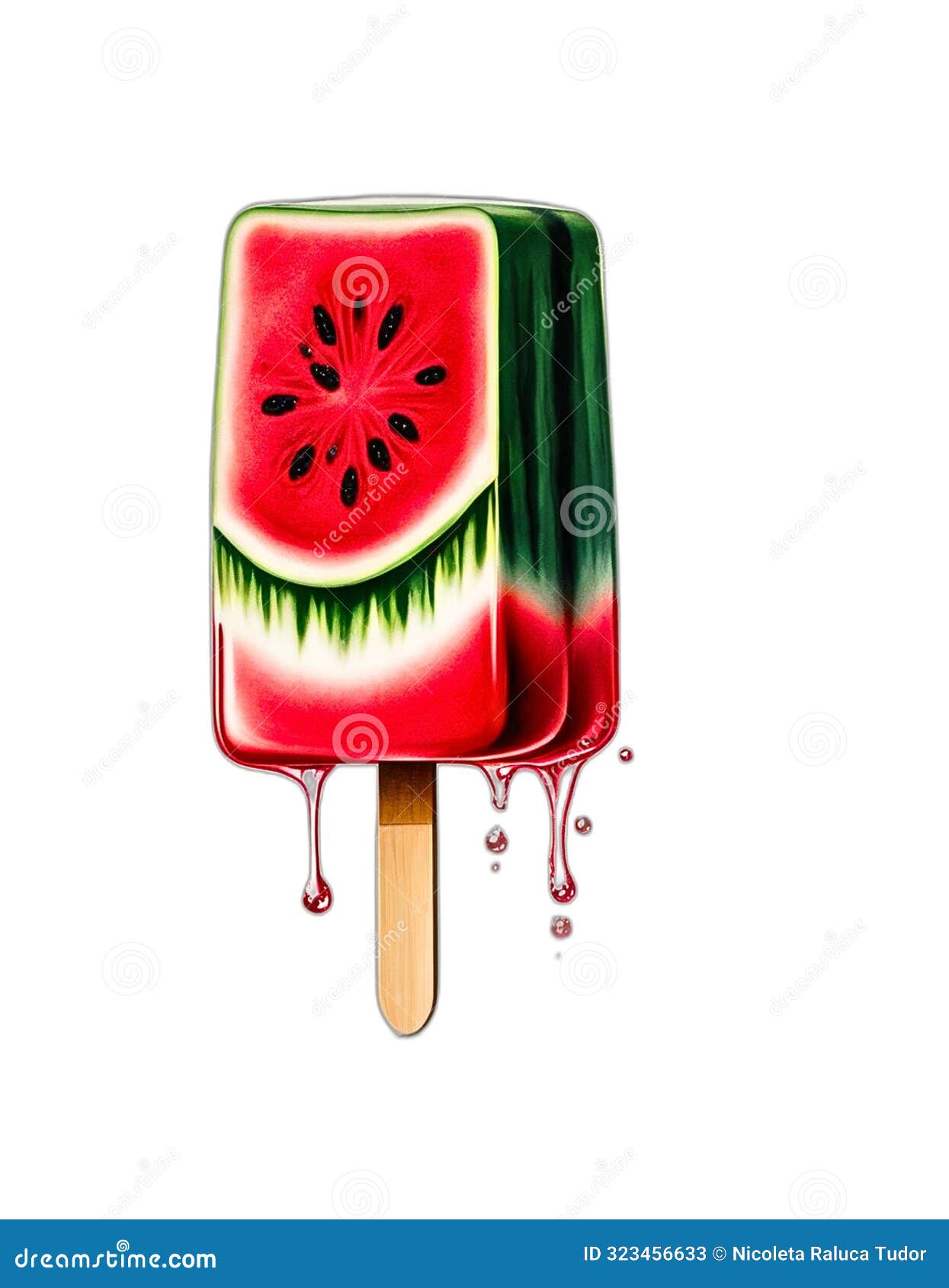 surreal art with watermelon ice cream on a white background