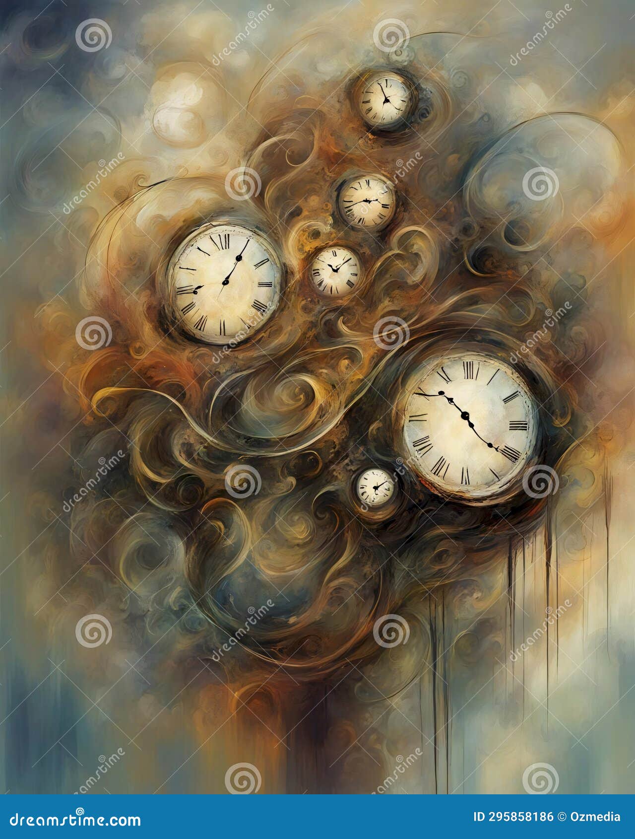 Surreal Clocks Abstract Artwork Stock Illustration Illustration of dream, clock 295858186